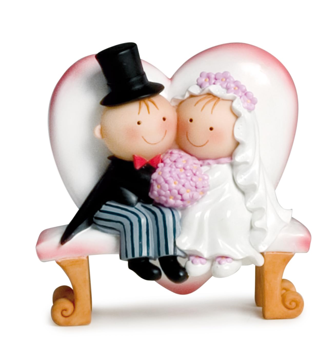 Mopec Y460 - Figura de Pastel Pareja de Novios Pit & Pita en un Banco, 15,5 cm