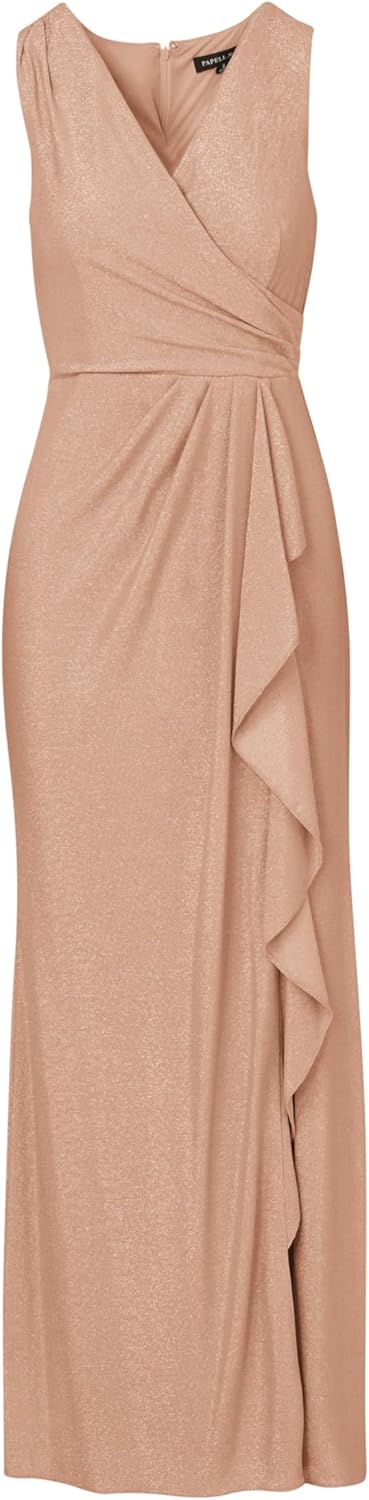 Adrianna Papell Womens Metallic Knit Draped Gown - Image 5