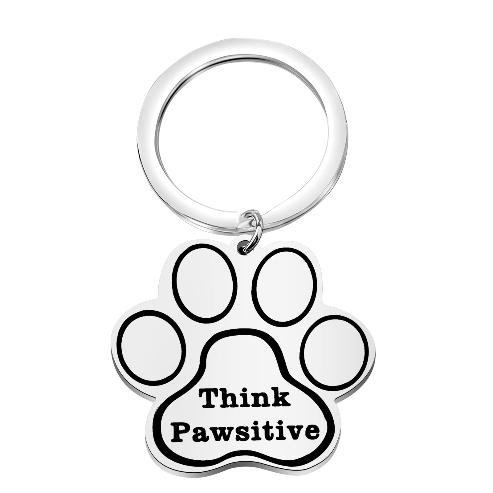 MYSOMY Think Pawsitive Keychain Paw Shaped Keychain Dog Paw Print Keychain Dog Mom Gift Dog Lover Gift Pet Owner Gift