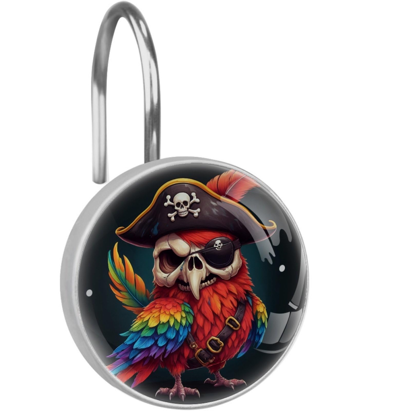 VAPOKF Decorative Shower Curtain Hooks, Cute Pirate Parrot Rustproof Stainless Steel Shower Curtain Rings for Bathroom, Shower Curtain Hangers for Shower Rod, 12 Pack