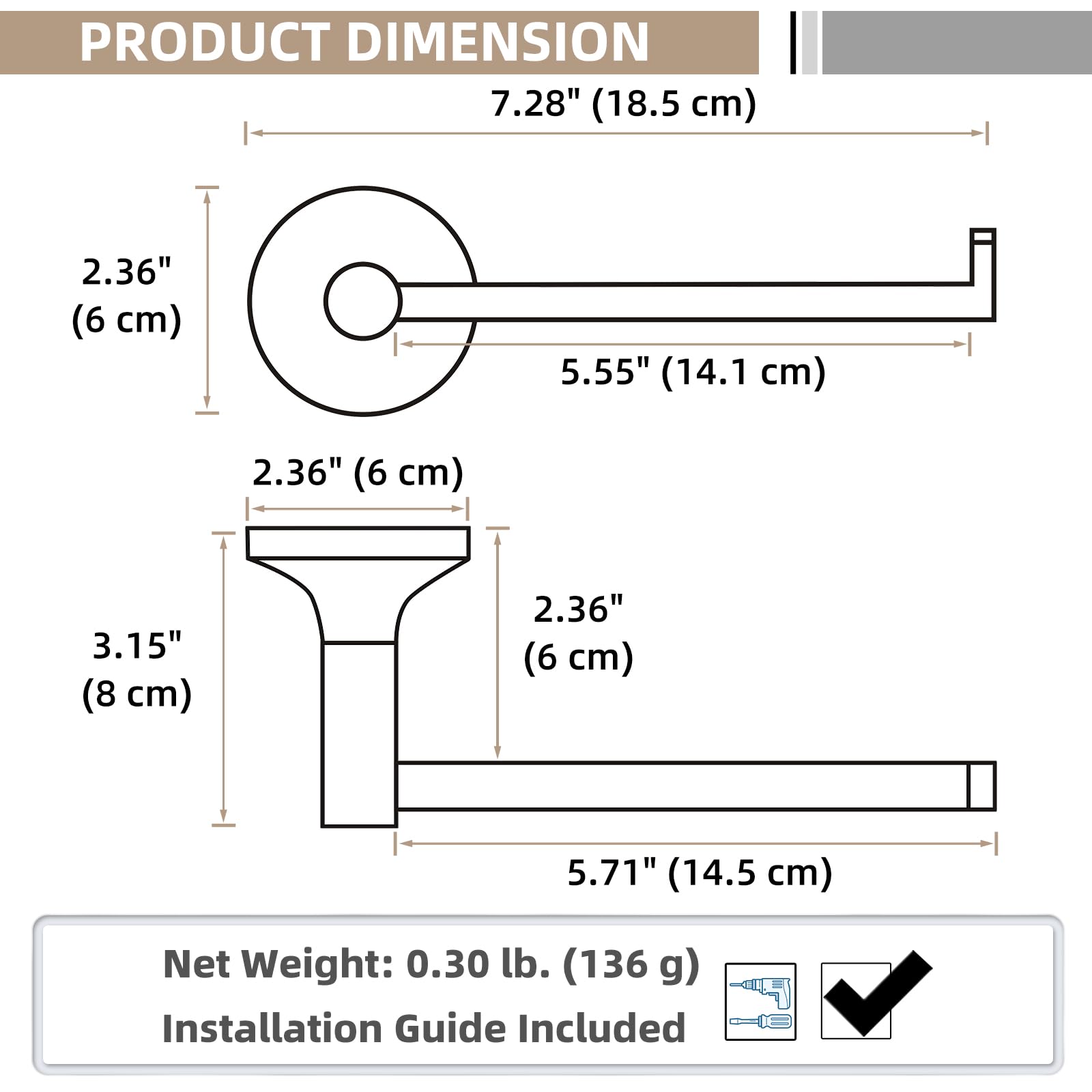 APLusee Matte Black Toilet Paper Holder for Restroom, 304 Stainless Steel — Amazon image 2