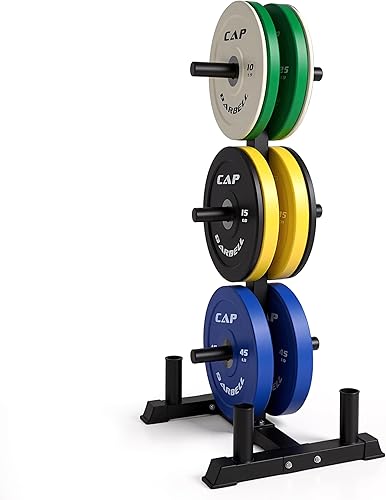 Miniatura 36 de CAP Barbell - Juego de discos olímpicos de goma de 2 pulgadas con soporte de 6 postes, 100-370 libras, múltiples opciones