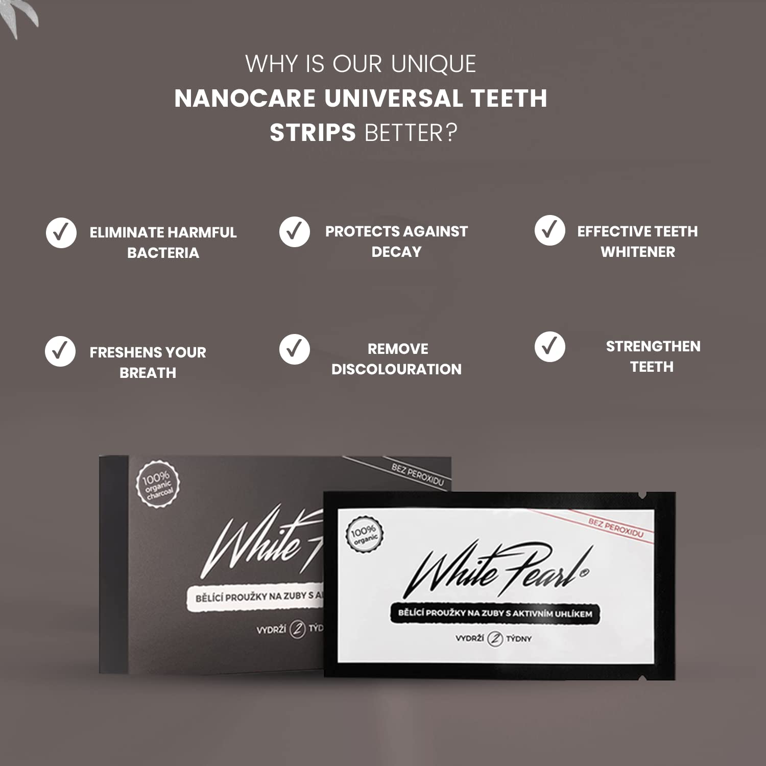 White Pearl Charcoal teeth whitening strips