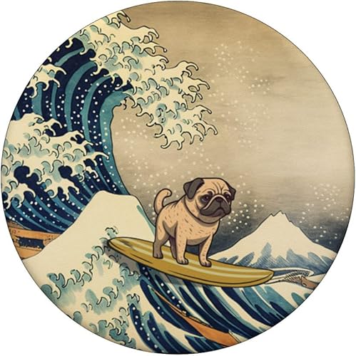 Miniatura 3 de Surfeando Pug Kanagawa Wave Perro Japonés Divertido PopSockets Intercambiables PopGrip