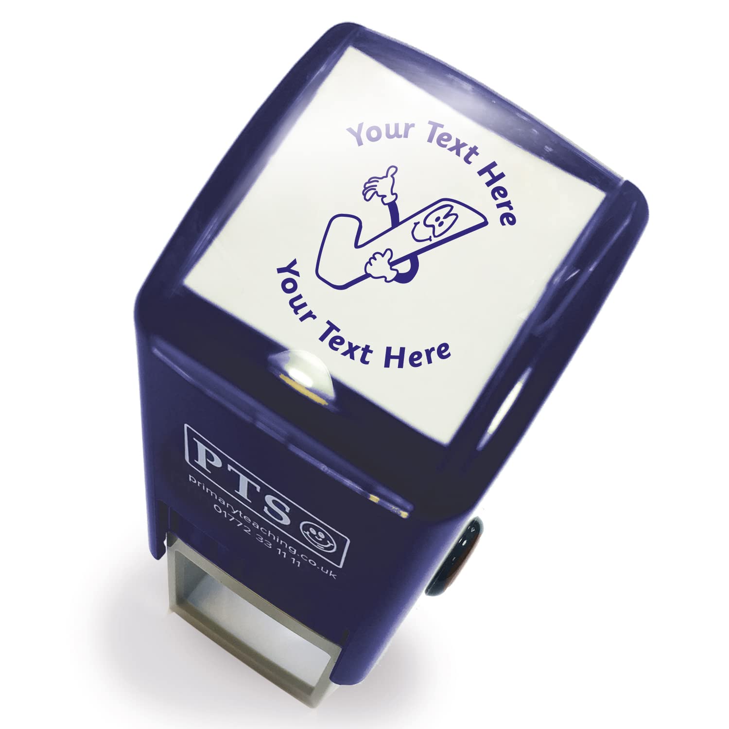 Personalised Smiley Tick School Teachers Reward Feedback Marking Stamper Stamp 25mm Primary Teaching Services (Blue)