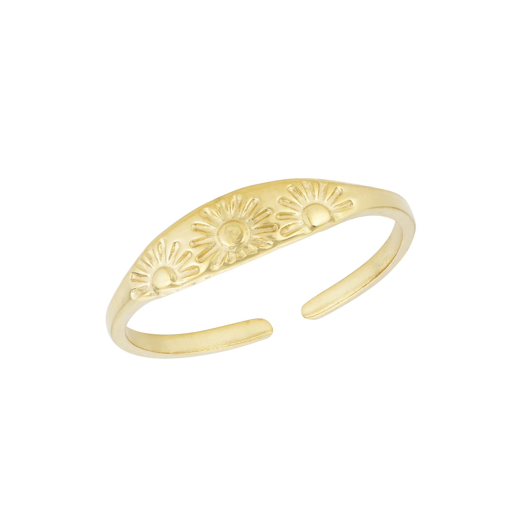 Ring Damen | Verstellbarer Siegelring mit Sonne aus Edelstahl | Wasserfest & Hautfreundlich - Modell Happy