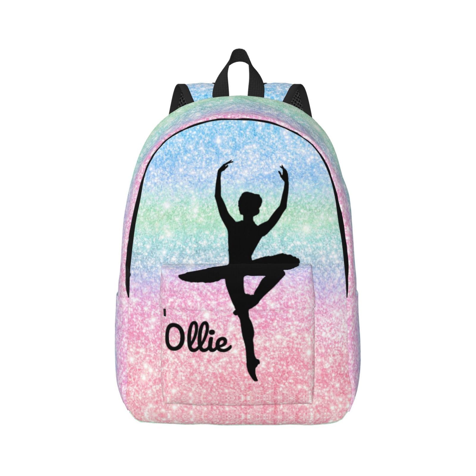 Custom Ballet Dance Backpack Personalized Backpack with Name Customized Casual Bag Daypack for Woman Outdoor Hiking Travel Gradient 17in