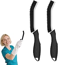 Cleangor Spazzola per fughe con setole dentate | Spazzola per la pulizia degli angoli delle setole dure per bagno, piastrelle, doccia, cucina, toilette, design sottile per fessure e fughe (2, nero)