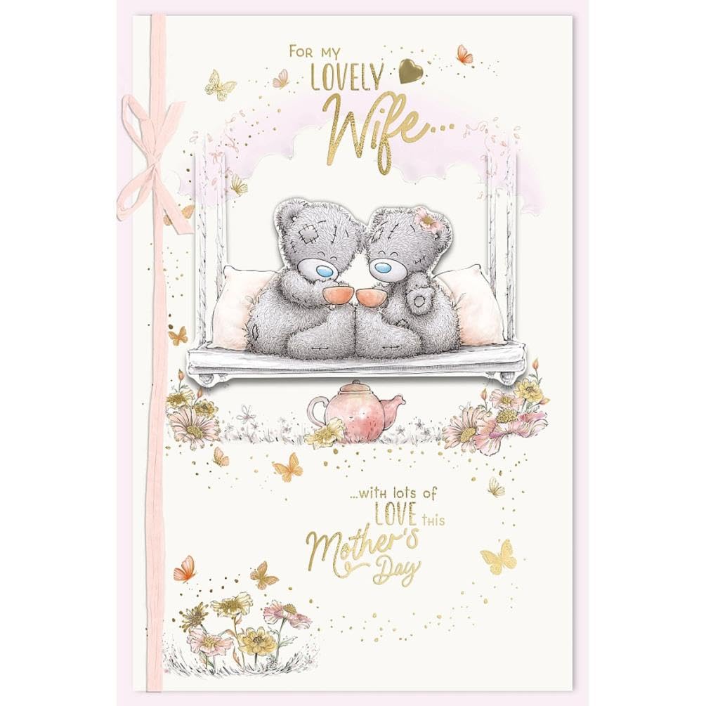 Me to You Tatty Teddy Luxury Handmade Mother's Day Card For Wife, Bears Sharing Tea 6 x 9" - Official Collection
