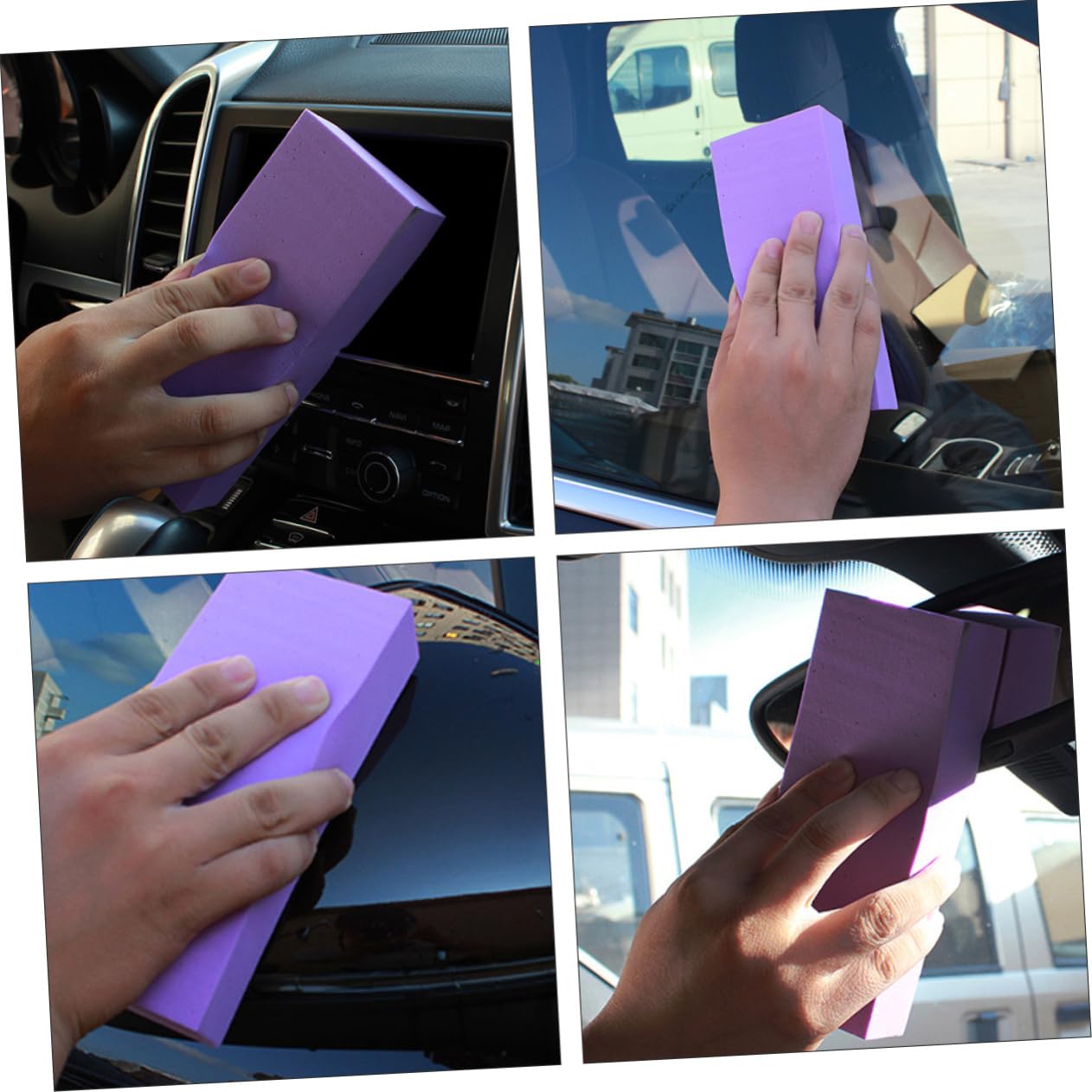 PACKOVE 3 Sätze Autowaschschwamm Schwämme Auto-schrubbschwamm Nass Spender Großer Schwamm Eimer Reinigungsschwamm Autoschwamm Autowaschbürste PVA-Schwamm Fensterputzer Violet 2 Stück * 3