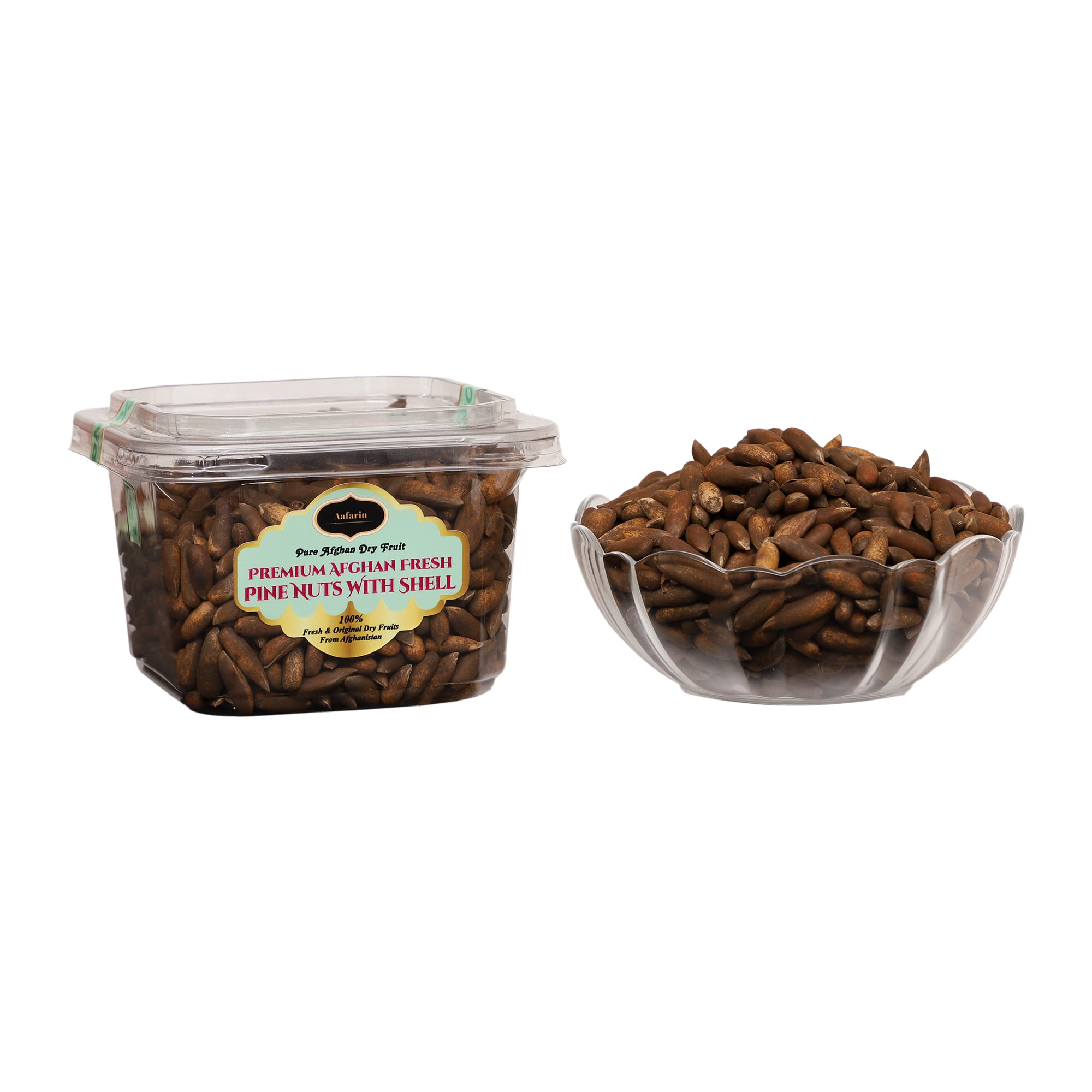 AAFARIN PREMIUM AFGHAN FRESH PINE NUTS WITH SHELL ( CHILGOZA / CHIGOJE MAGAZ / NEZE ) (250 GRM)