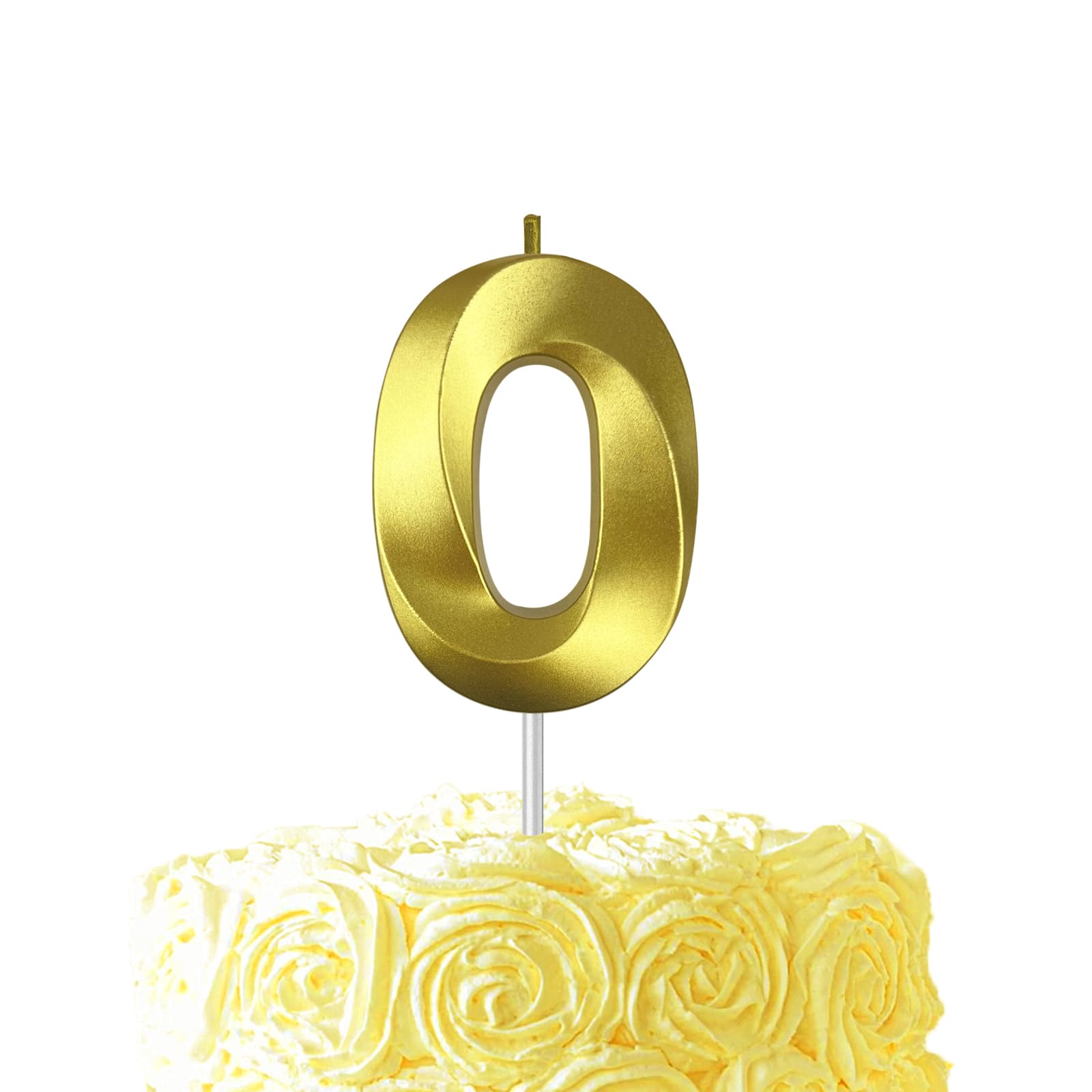 Gold Birthday Number 0 Candles for Wedding Party Cake Decorations