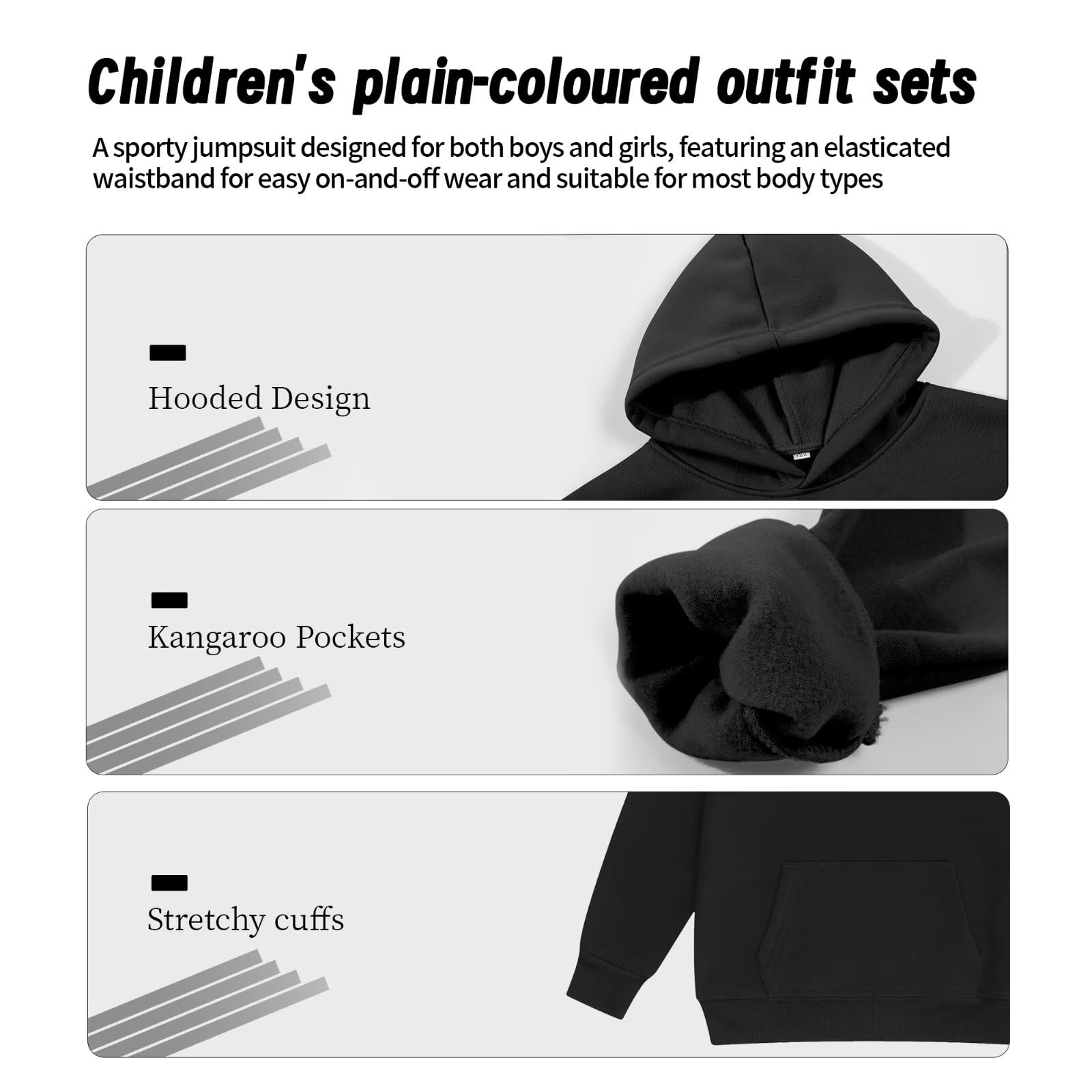 DHSPKN Conjunto deportivo de 2 piezas para niñas y niños, conjunto de sudadera con capucha y pantalones deportivos para niños