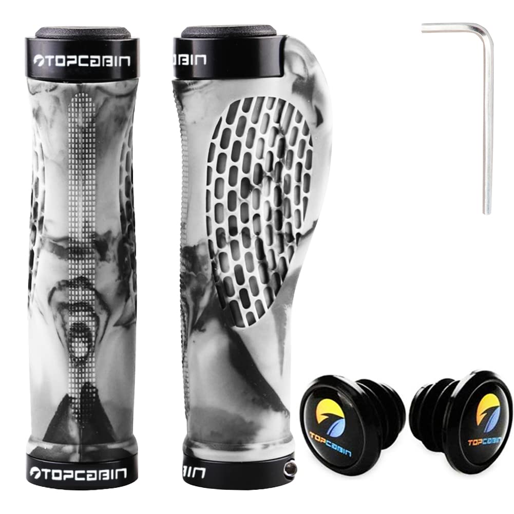 TOPCABIN Ergonomic Bike Grips - Widen Holding Rubber Grips with Aluminum LockGrips for Mountain & Road Bikes