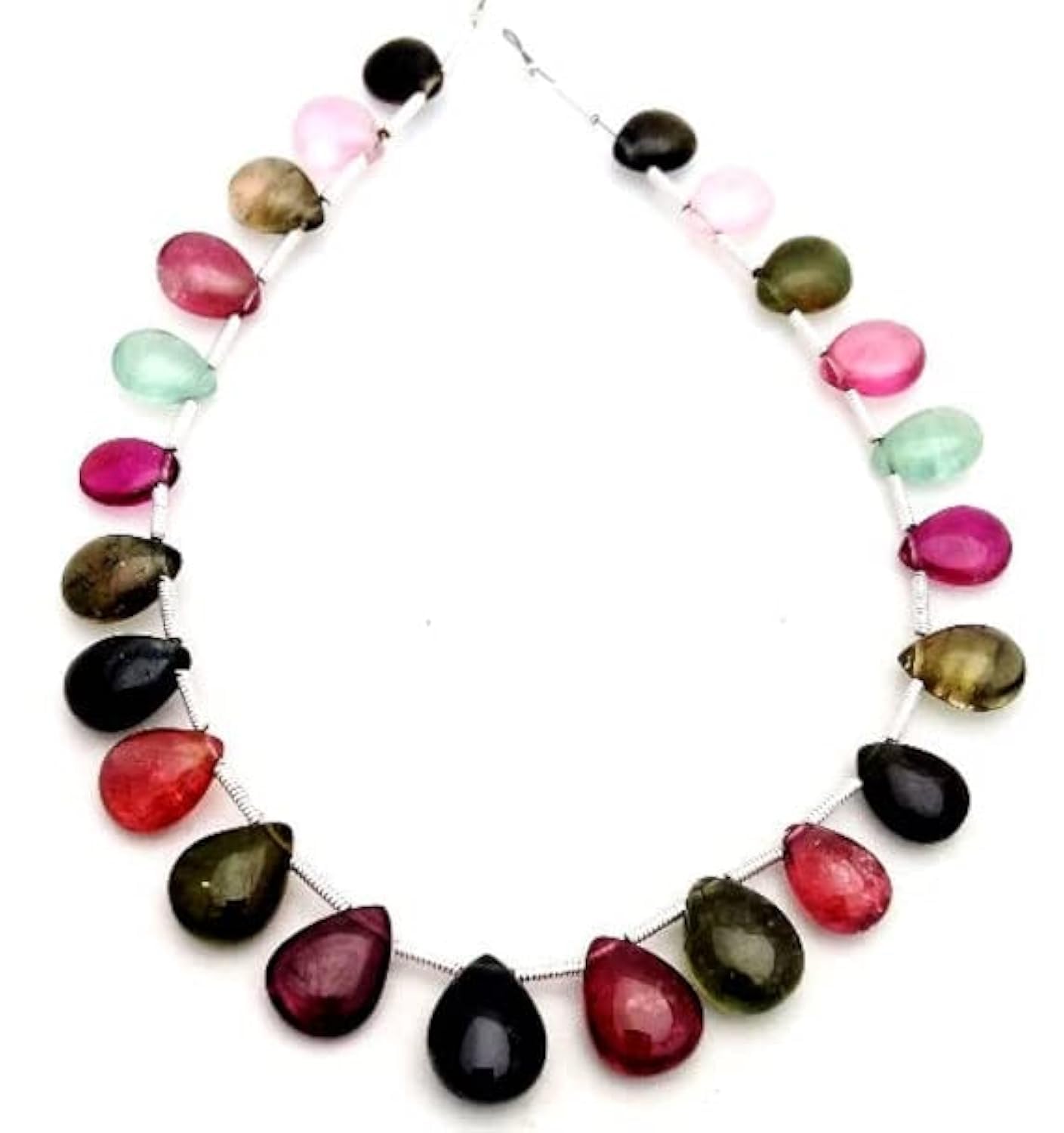 Perles tourmaline multicolores lisses en poire LKBEADS pour création bijoux 8-11mm