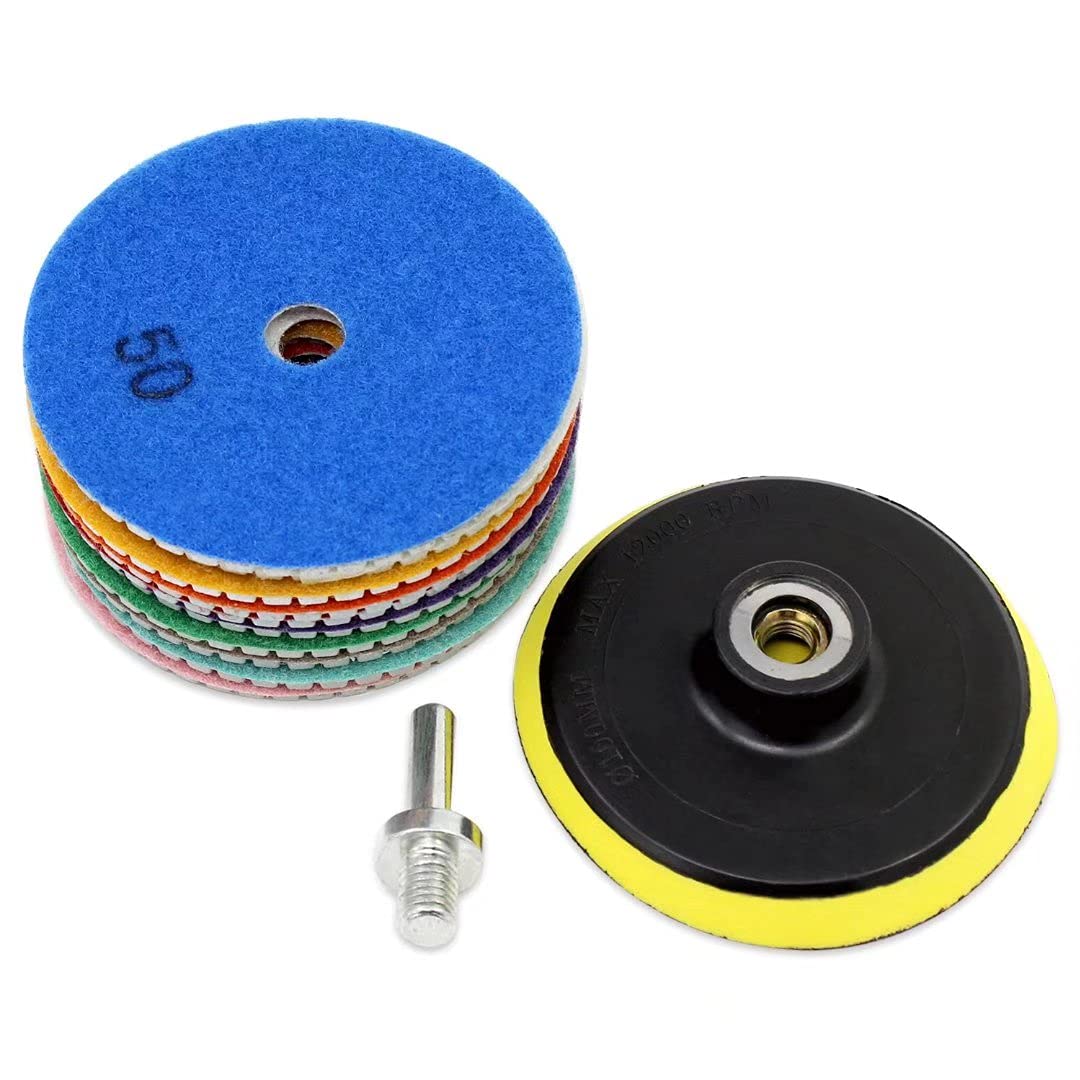 Aussel Diamond Polishing Pad Wet Pulido Rueda Set para Granito Hormigón Stone Ceramic 11 Piezas (4inch)