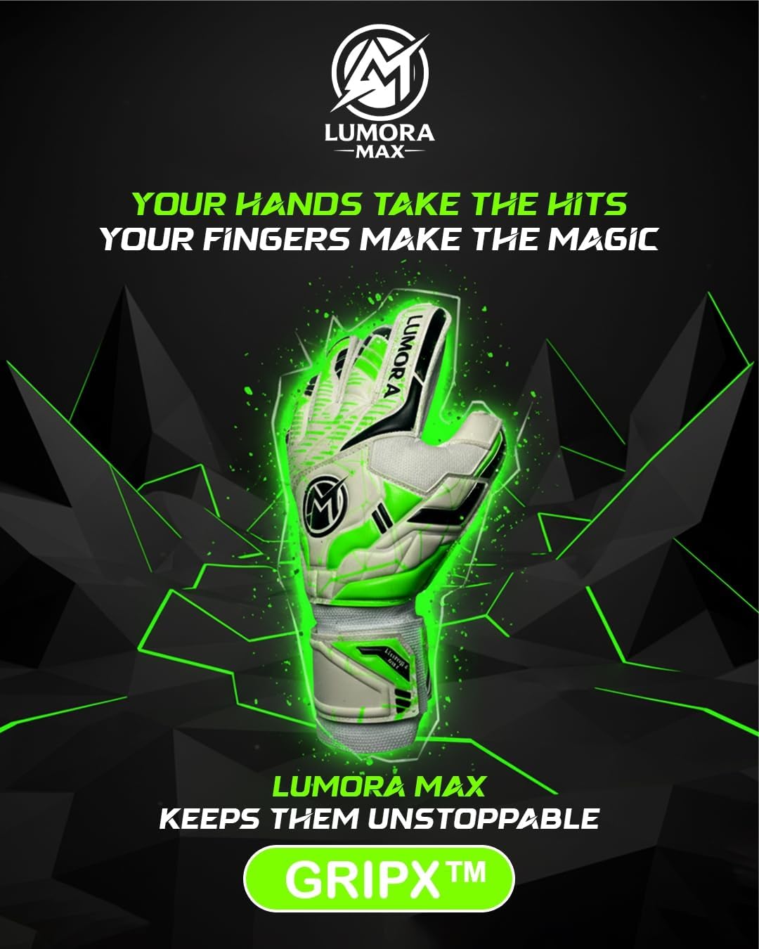 Goalkeeper Gloves – Flat Cut with Finger Spines – Latex Palm – Training & Match Gloves – Breathable Backhand – Latex Wrist Strap Support - Sizes 6-11