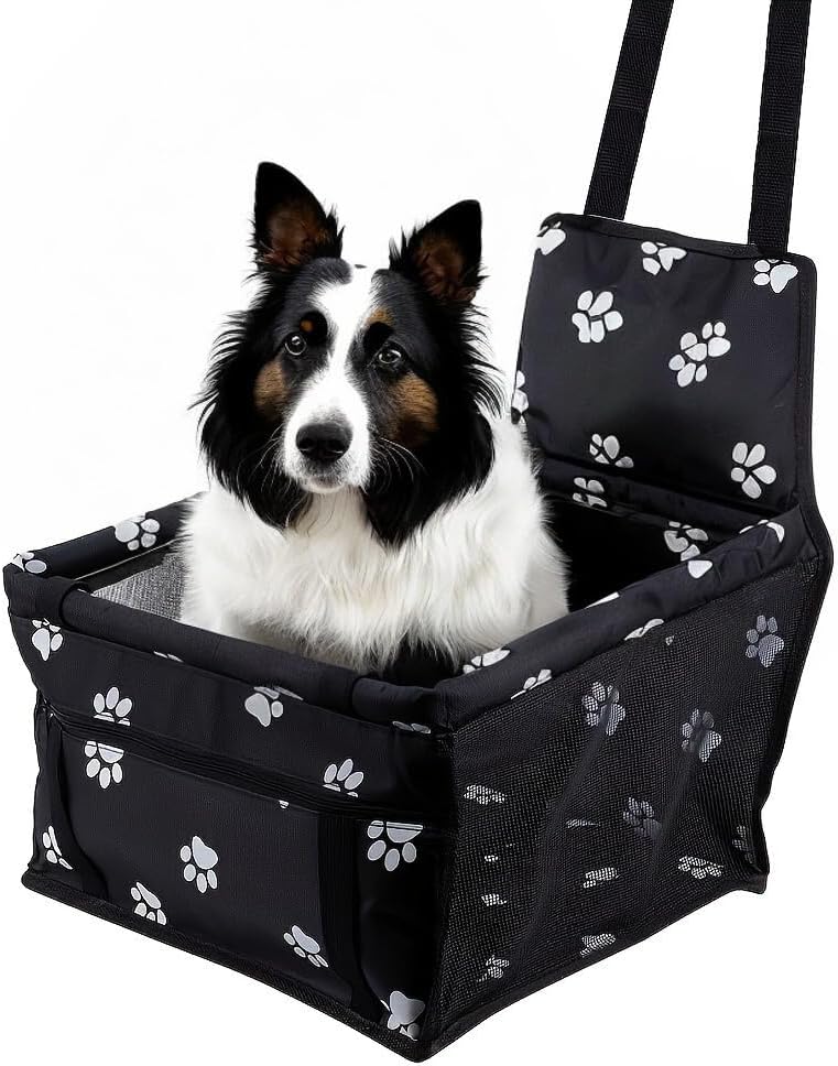Medium Dog Car Seat Booster – Collapsible & Comfy Puppy Travel Carrier, with Clip-On Safety Leash and PVC Support Pipe for Anti-Collapse, Perfect for Small Dogs and Cats from to 25lbs LOYALBARK
