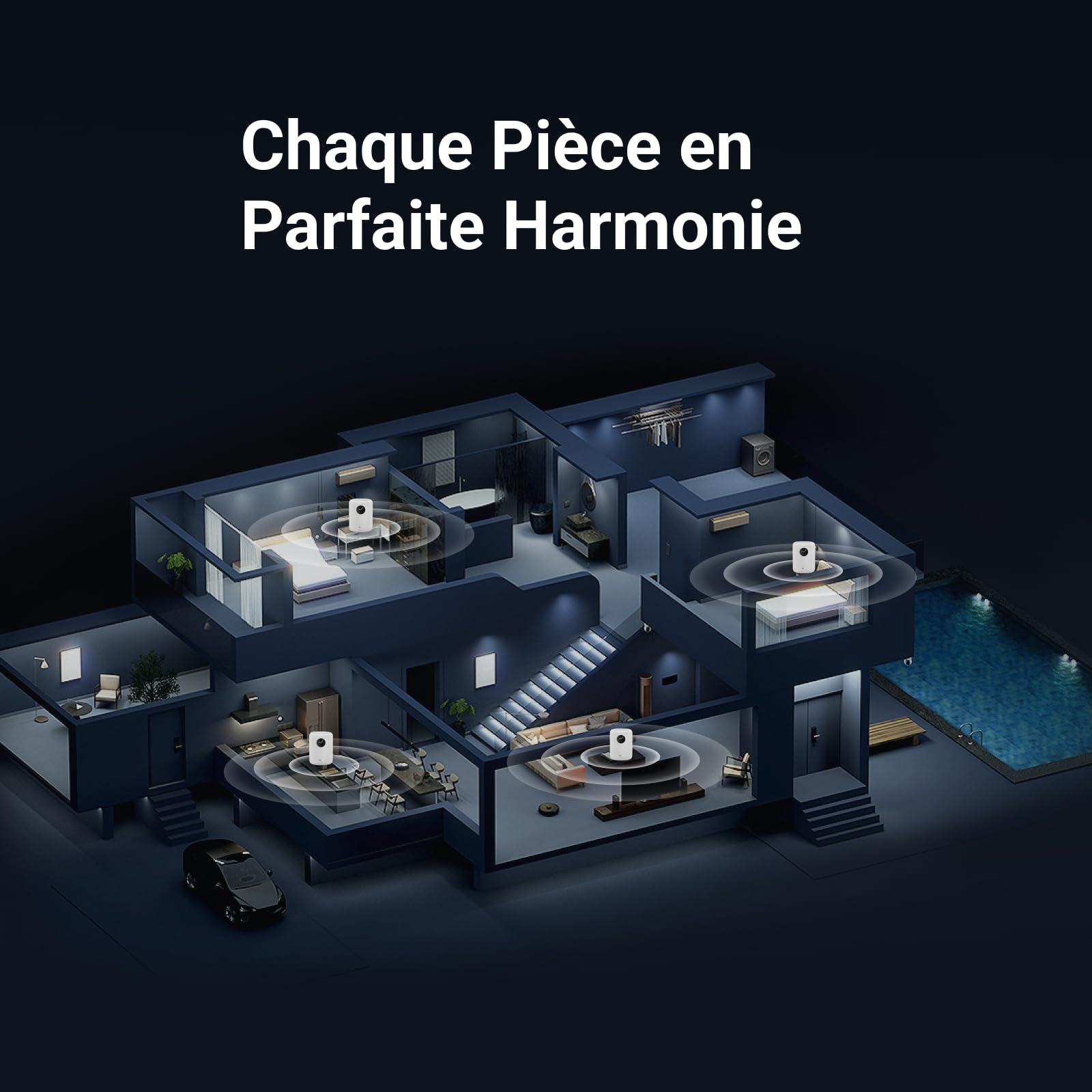 WiiM Sound, Enceinte Intelligente Hi-Res avec WiFi et écran Tactile, Noir | Puissance crête 100W 2.1 stéréo, AI RoomFit, audio multi-pièce, appairage stéréo, Wi-Fi 6E, télécommande vocale incluse