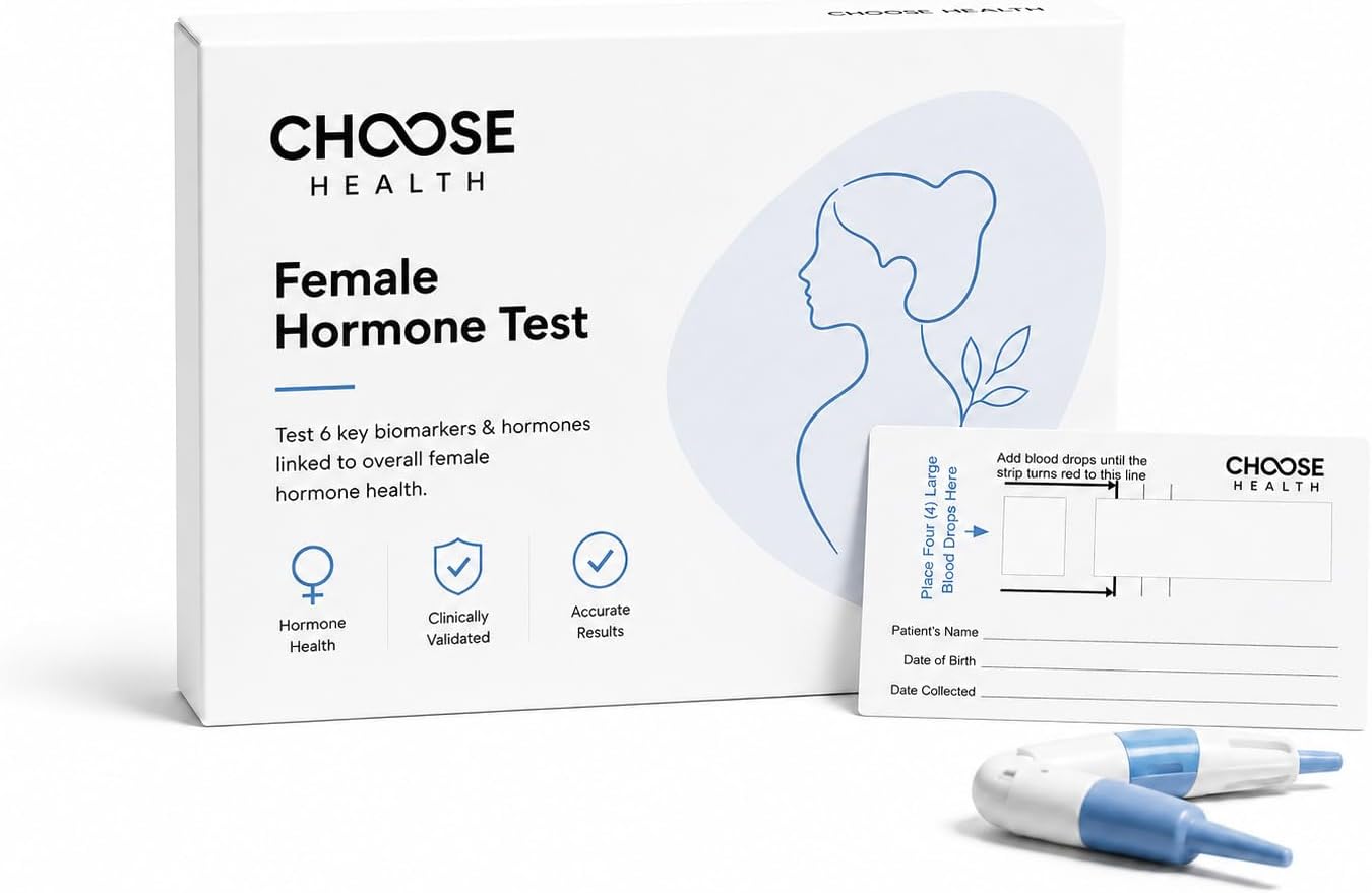 Choose Health 6-in-1 Female Hormone Test | Progesterone | Estradiol | LH | FSH | TSH | At-Home Test | Cap & CLIA Accredited Lab |Tests are not Avail in NY, RI
