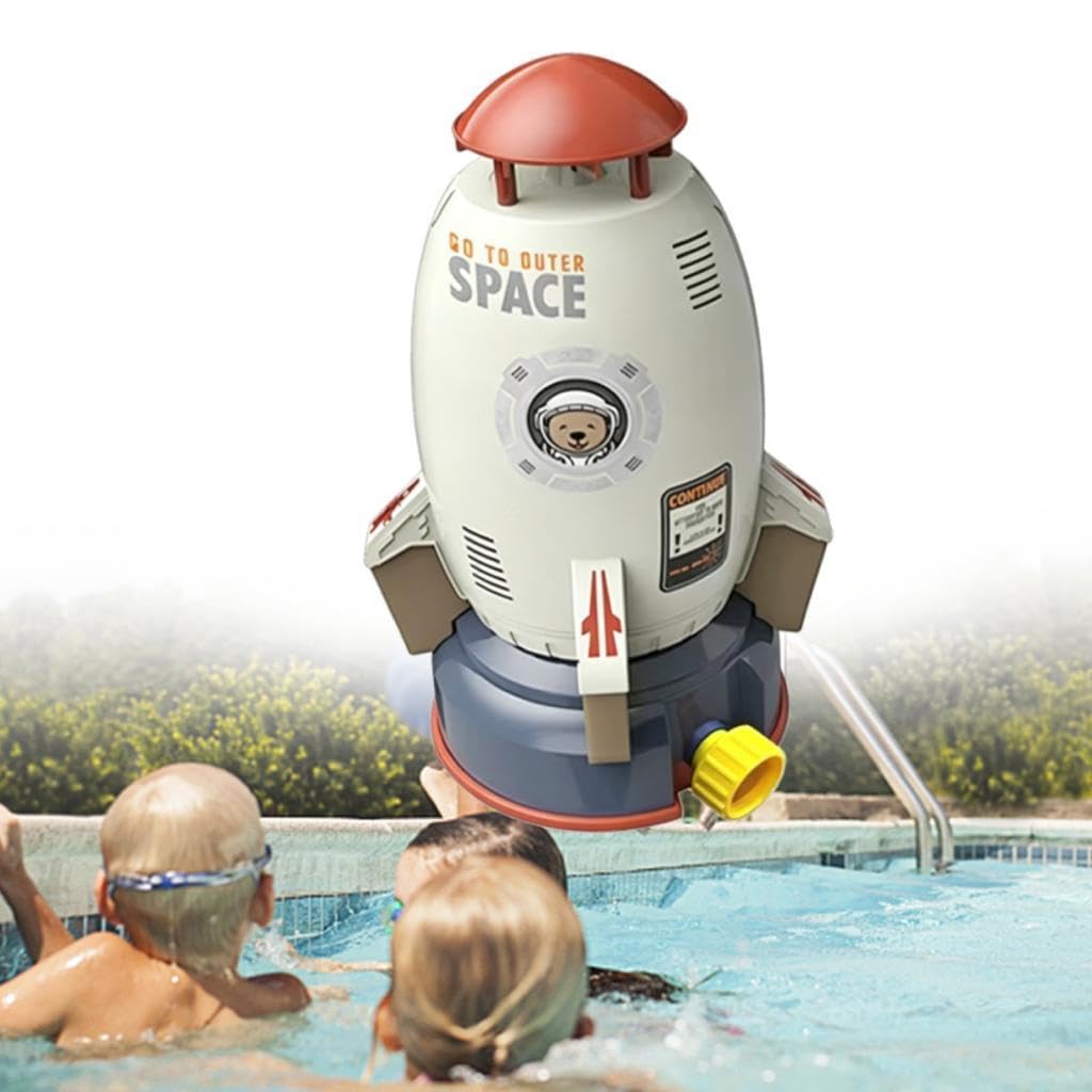 Sommerraketen Sprinkler Spielzeug, 360° Drehbares Wasserspielzeug für Draußen, Wasserdruck Hebespielzeug für Gartenpartys, Geeignet für Kinder Ab 3 Ja, Weiß