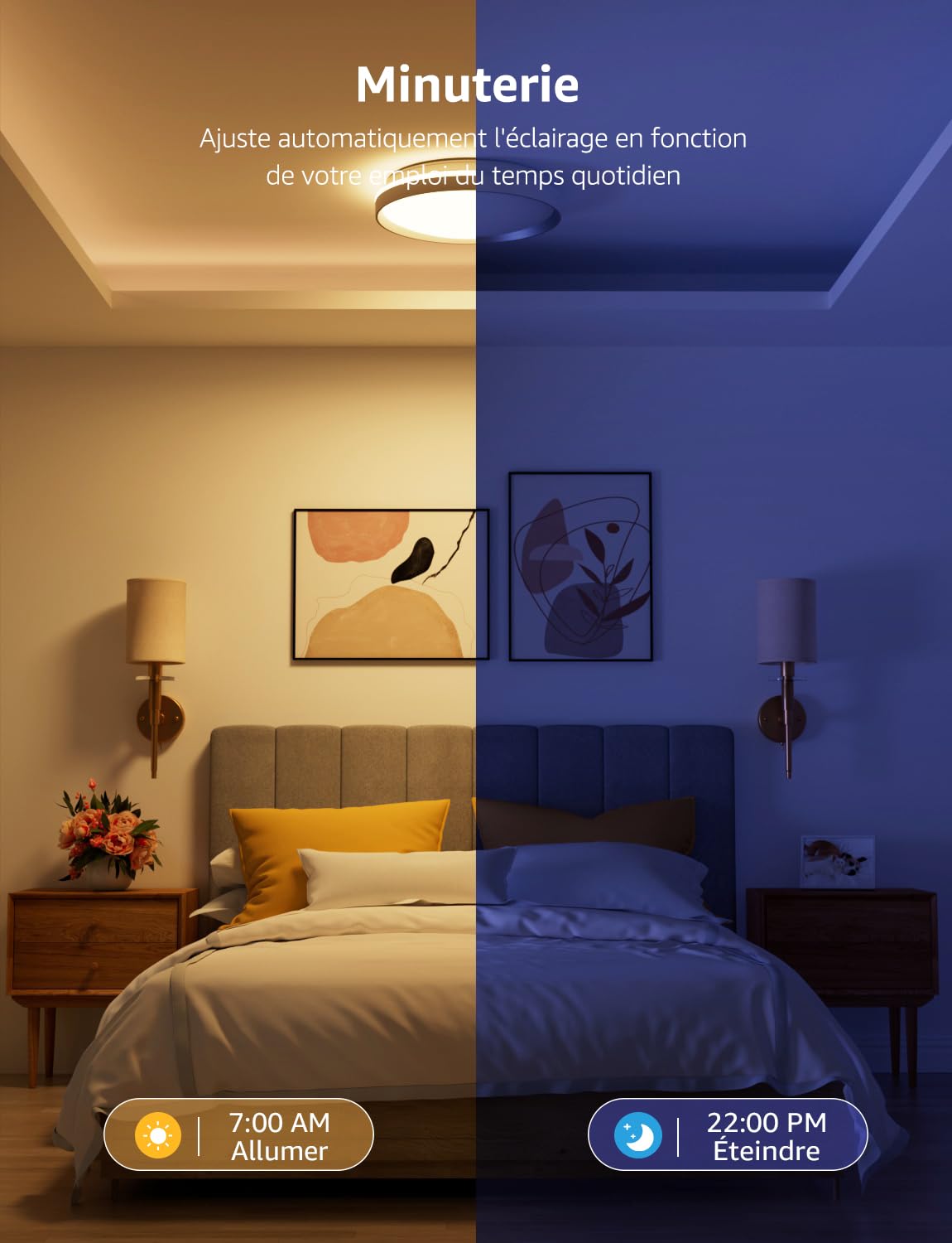Lepro T1 IA Plafonnier LED Connecté, Concepteur d'Éclairage IA Personnalisé, Connectivité Wi-Fi et Bluetooth, 24W 1800LM, IP44 Etanche, pour Chambre, Salon, Couloir, Cuisine（φ29cm）