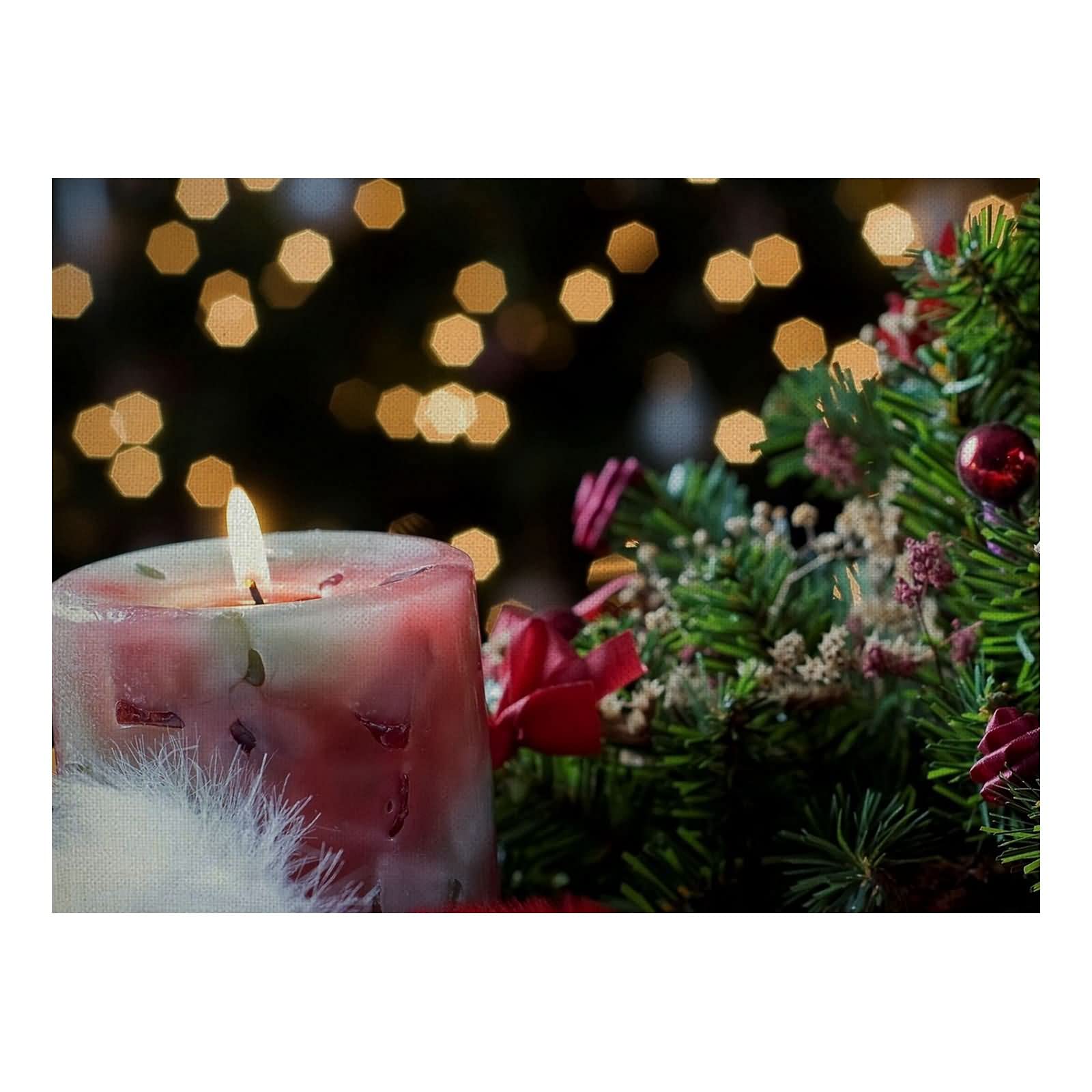 Aeici Juego de 8 manteles decorativos para mesa de comedor, árbol de Navidad y vela, 32 x 42 cm, para cena de Navidad