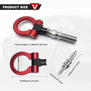 Car Towing Hook Towing Eye Hook Bumper Trailer Ring Replacement Part Black 1pcs