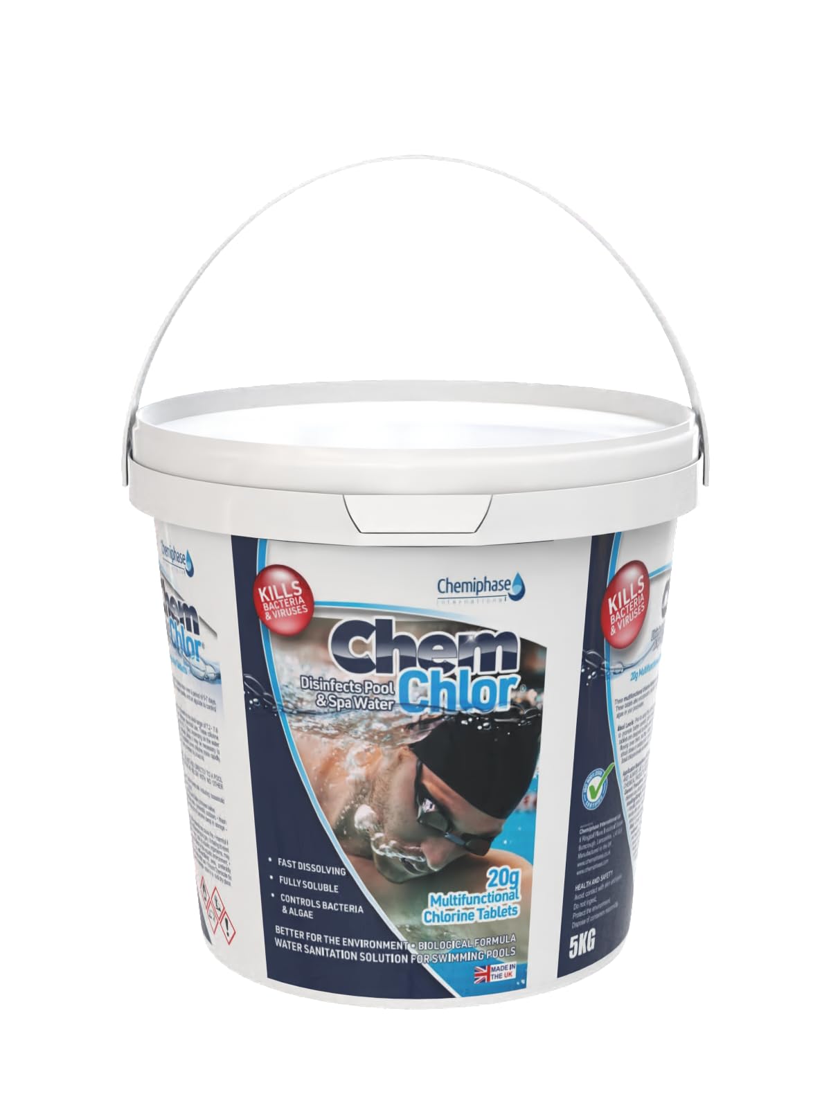 5Kg of 20g Multifunctional Small Chlorine Tablets โ Algae Control, Water Clarifier & Sanitizer for Swimming Pools, Hot Tubs, Spas โ Slow-Dissolving, 5-7 Day Release