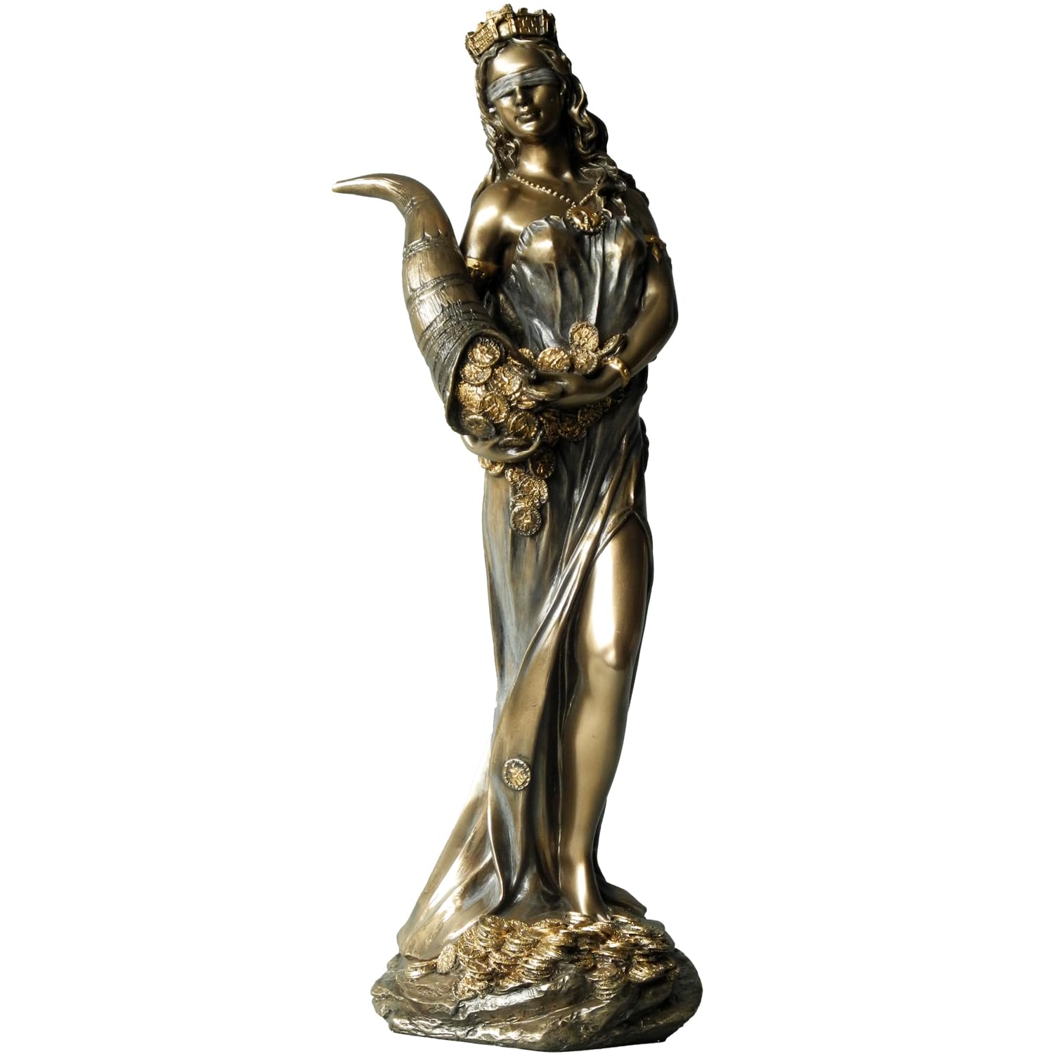 Dea romana Fortuna - Statuetta decorativa bronzata, altezza: 29 cm