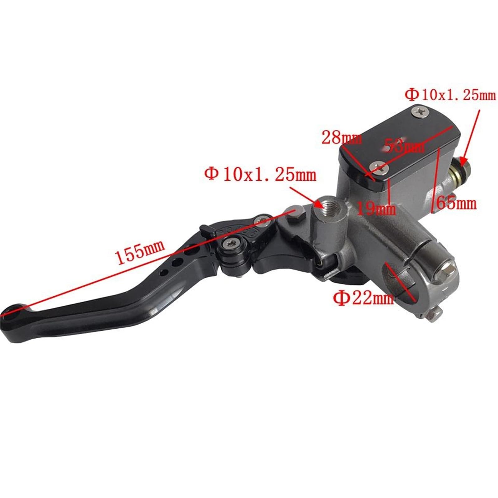 Leva frizione freno moto Pistone pompa freno idraulica per motocicletta Leva cilindro principale da 14 mm Diametro impugnatura manubrio 22(Black Right pump)