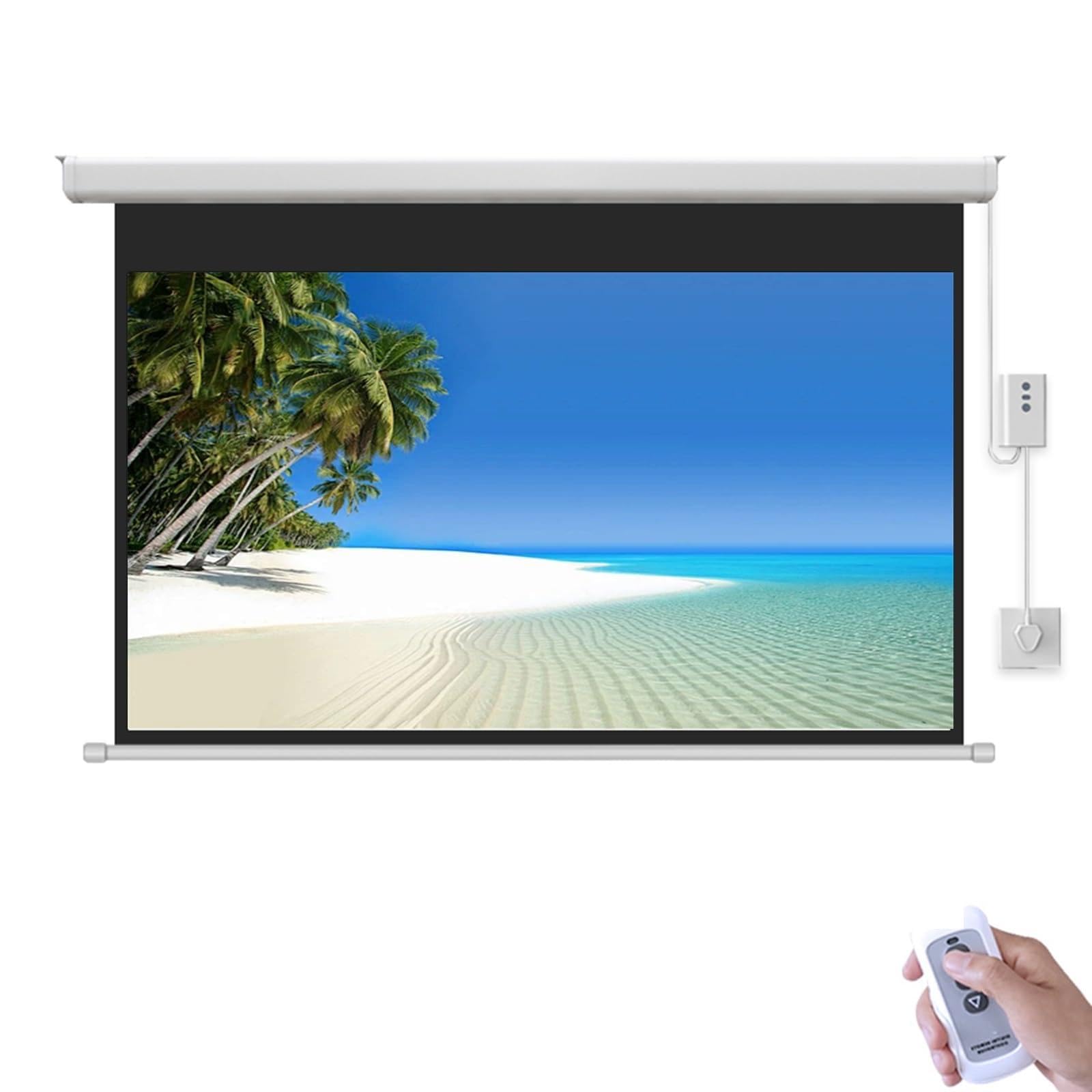 Schermo di proiezione portatile, Schermo for proiettore motorizzato 4K 16:9 50/60/72 pollici Montaggio a parete a soffitto for interni ed esterni(72in/179in)