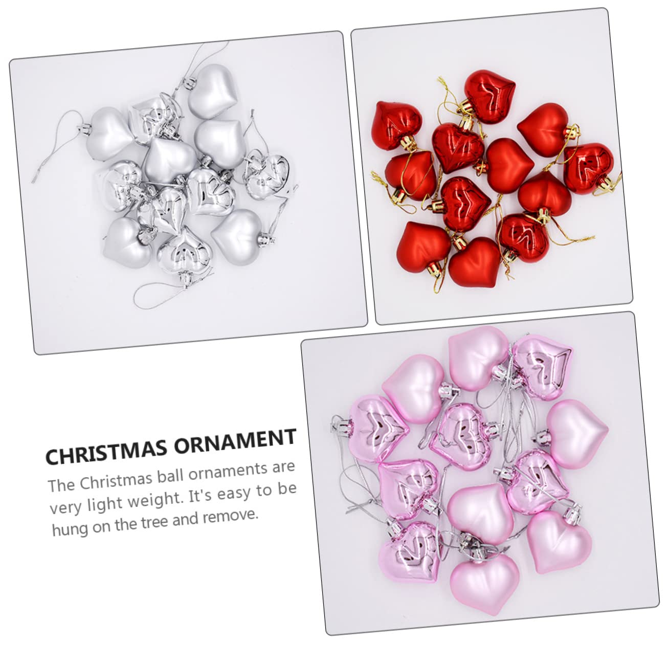 Abaodam 108stücke Teiliges Herzform Kugel Für Valentinstag Und Weihnachten Bunte Dekorationen Für Hochzeiten Und Zuhause Rot Silber