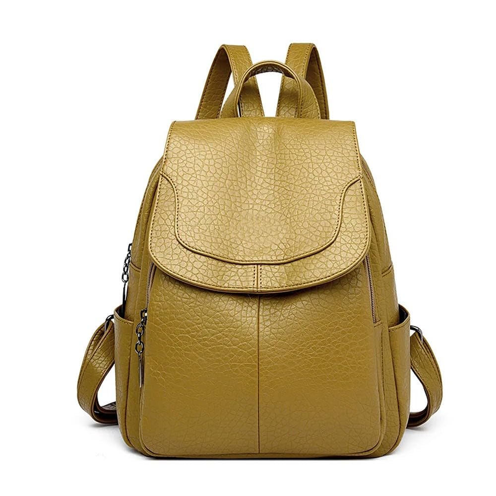 ZBDZSW Mochila de Cuero Genuino para Mujer, Mochila de Viaje de Lujo a la Moda para Mujer, Bolsos de Hombro para niñas, Bolsos Escolares, Bolso de Piel de Vaca