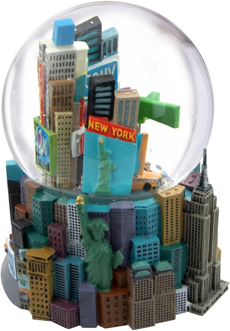 Musical Times Square Snow Globe, 5.5 Inches Tall, New York Cityscape with Broadway and Empire Building