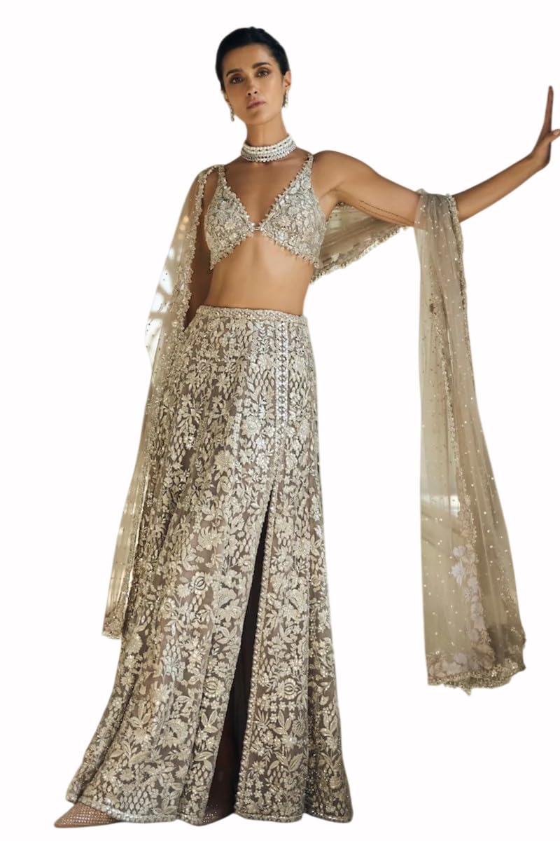 Woman's Ash Grey & Silver Skirt Set-picture-37