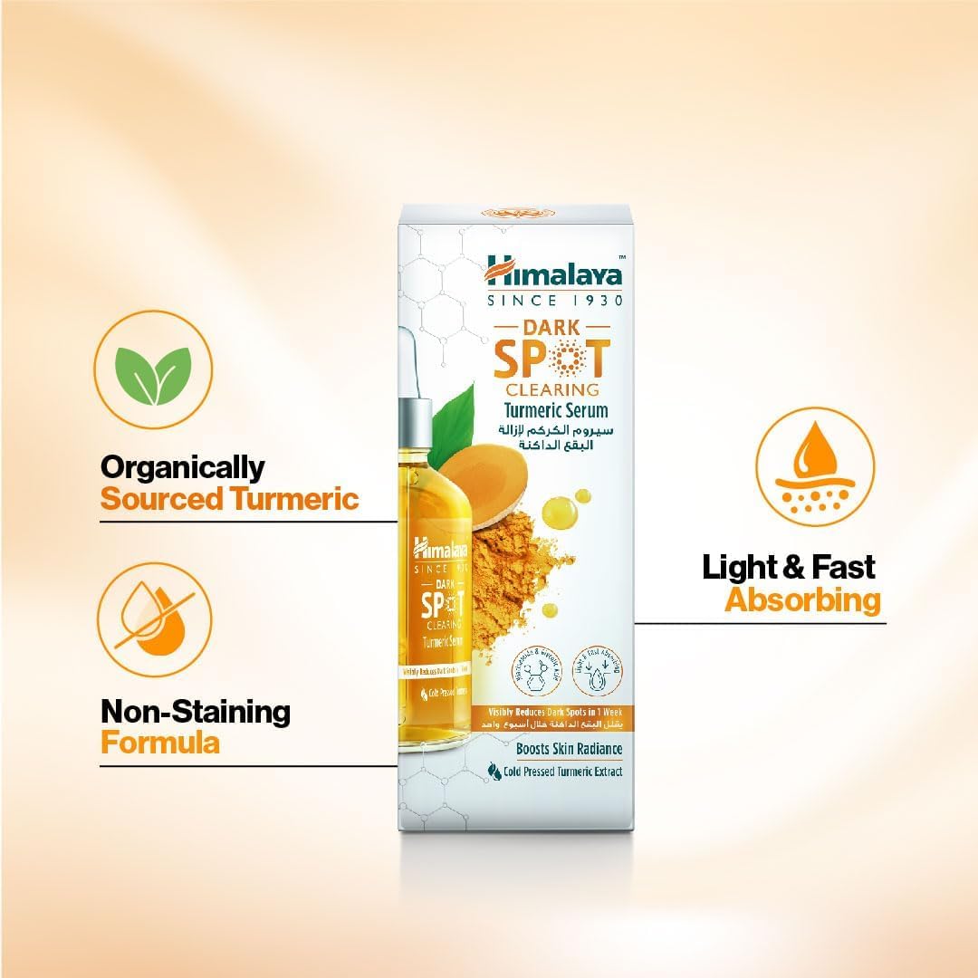 Himalaya Dark Spot Clearing Curcuma Sérum visage, réduit visiblement les taches brunes en 1 semaine, 30 ml (Lot de 3)