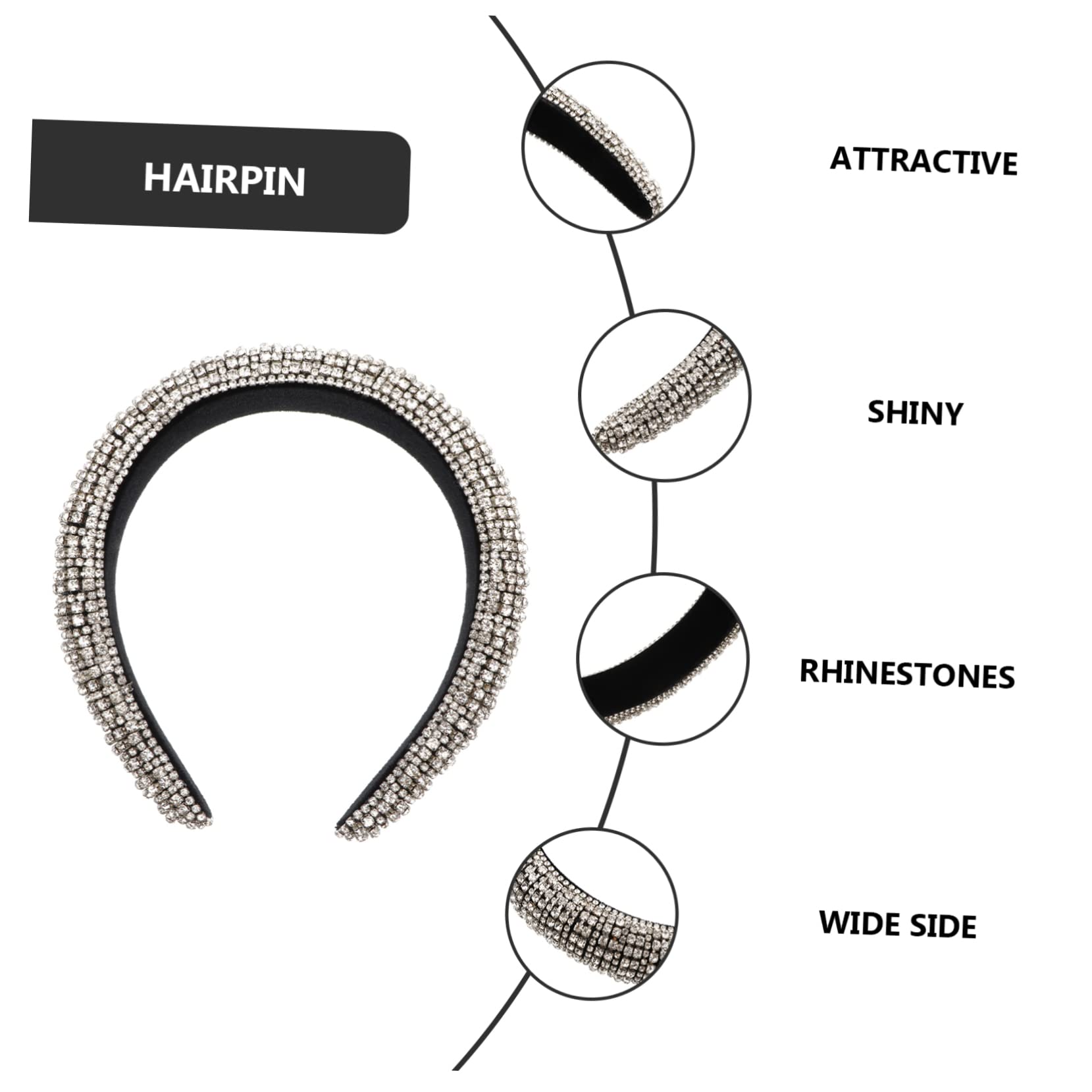 3 Piezas Venda Joyas De Piedra Para Mujer Diadema Elástica De Cristal Diademas De Moda Para Mujer Diadema Retro Antideslizante Algodón Trabajo De Perder