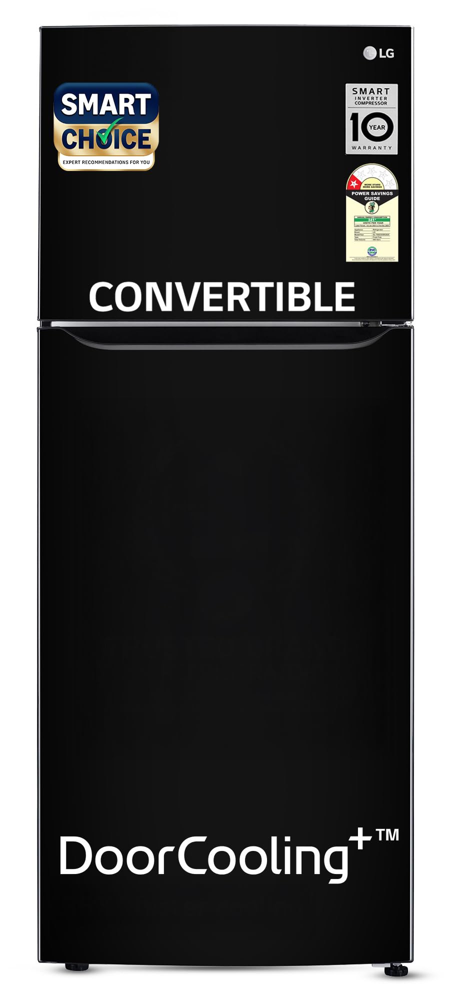 LG Smart Choice, 446 L, 1 Star, Convertible, Door Cooling+, Smart Inverter Compressor, Frost Free Double Door Refrigerator (GL-T502CESR, Ebony Sheen, Express Freeze & Multi Air Flow)