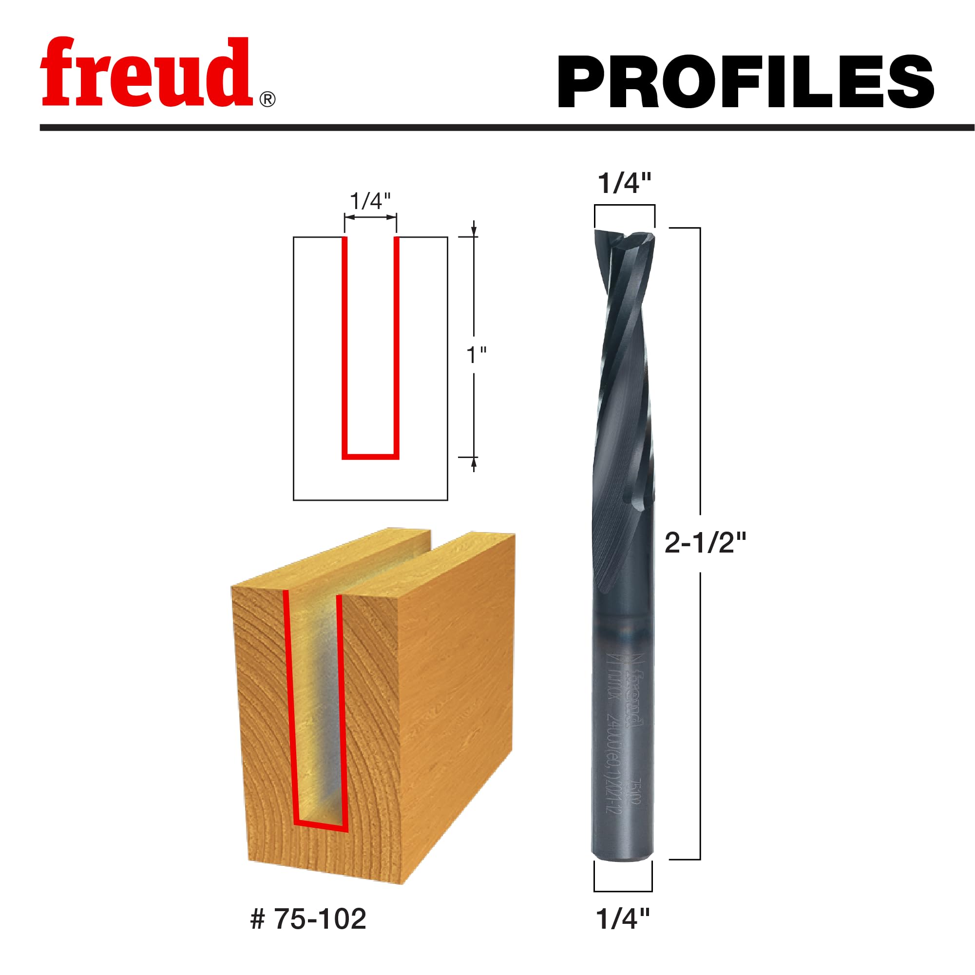 Freud 1/4" Up Spiral Router Bit - Precision Cutting -3