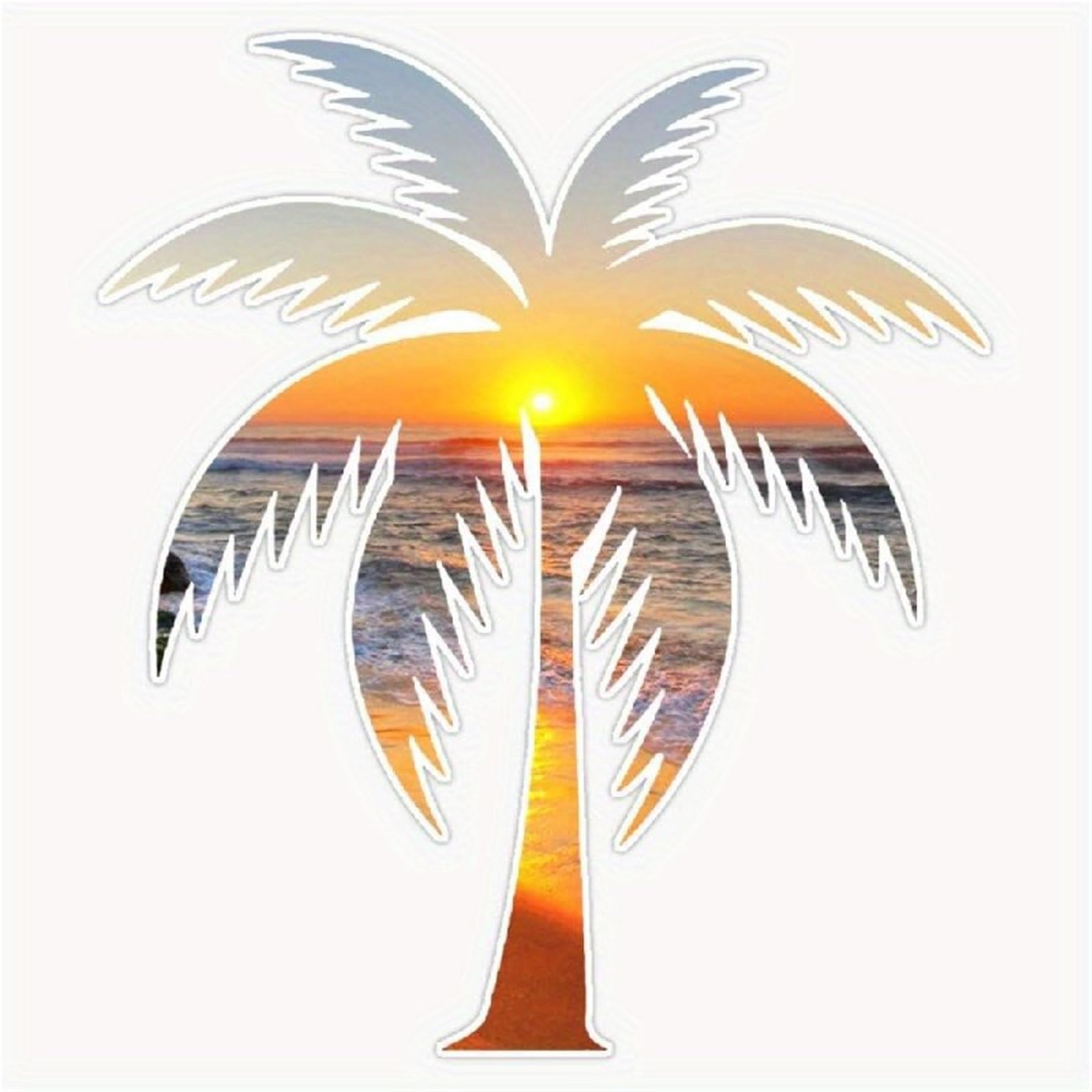 HAfgDJ Palm Tree Beach Coconut Tree Stickers Waterproof Car Motorcycle Bumper Stickers Laptop Window Decals