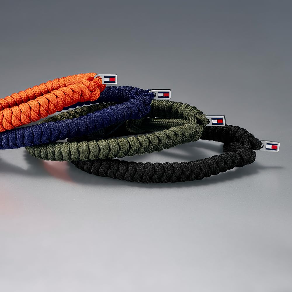 Tommy Hilfiger Jewelry Nylonowa bransoletka dla mężczyzn, dostępna w kolorze brązowym, niebieskim i zielonym, Zielony, Mediano, Sportowy i elegancki