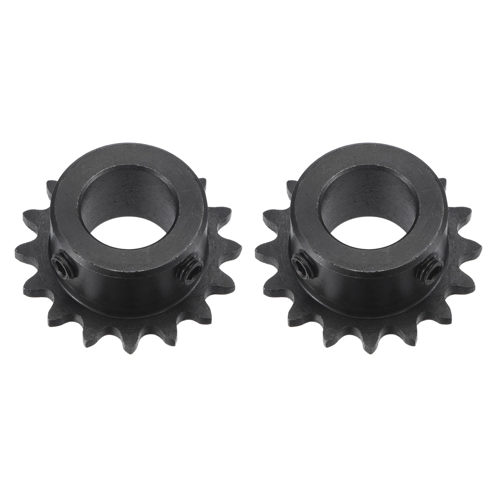 sourcing map #25 Chaîne Rouleau Pignon, 15mm Alésage 1/4" Pas 16 Dent Simple Brin Chaîne Pignon, C45 Carbone Acier 25 Rouleau Chaîne Pignon avec Ensemble Vis pour ISO 04C Chaîne, 2pcs