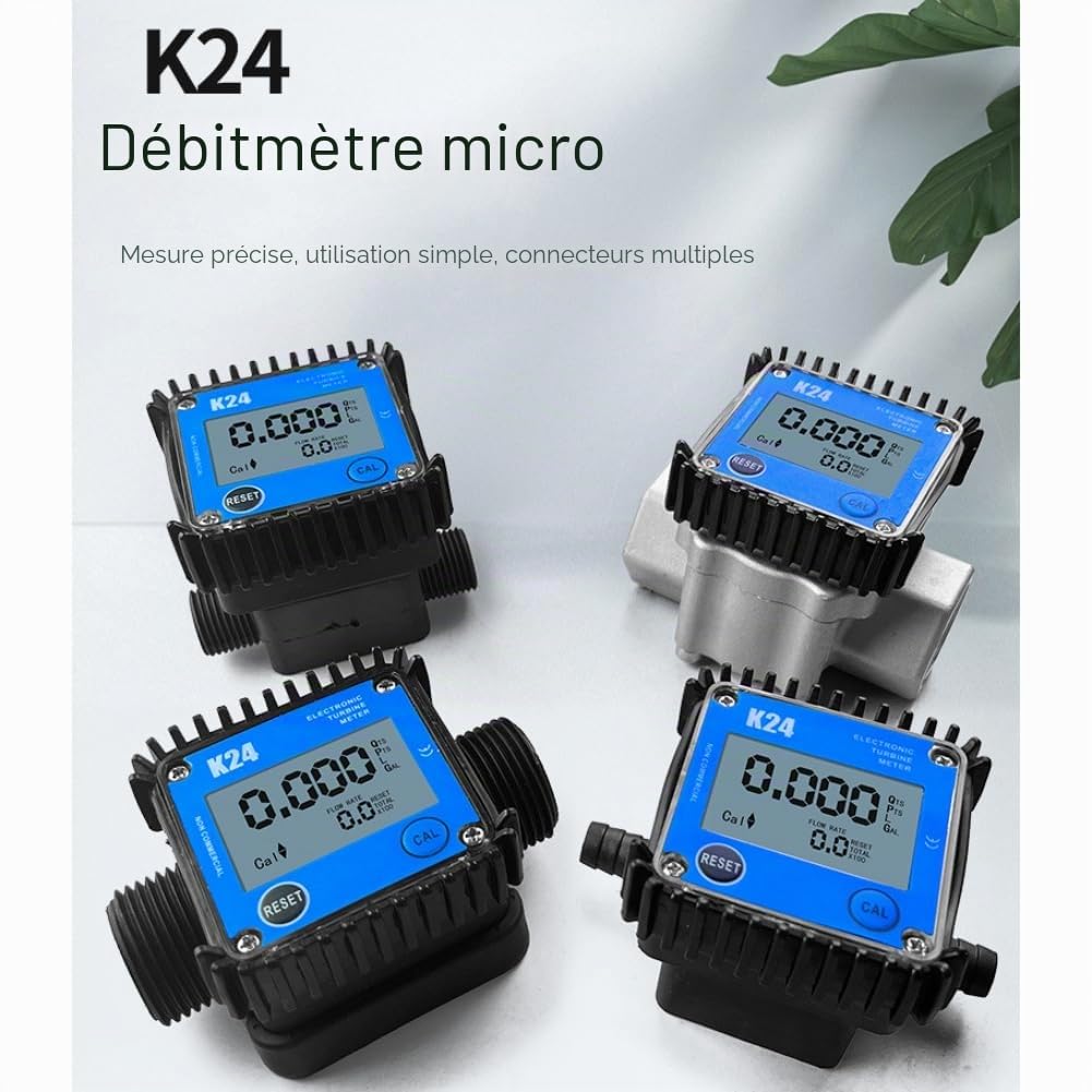 G1/4- G1 - Faible débit - Compteur numérique - Débitmètre à engrenages - Essence, hydraulique, de soja, eau facile à utiliser - 0,1-7 l/min.
