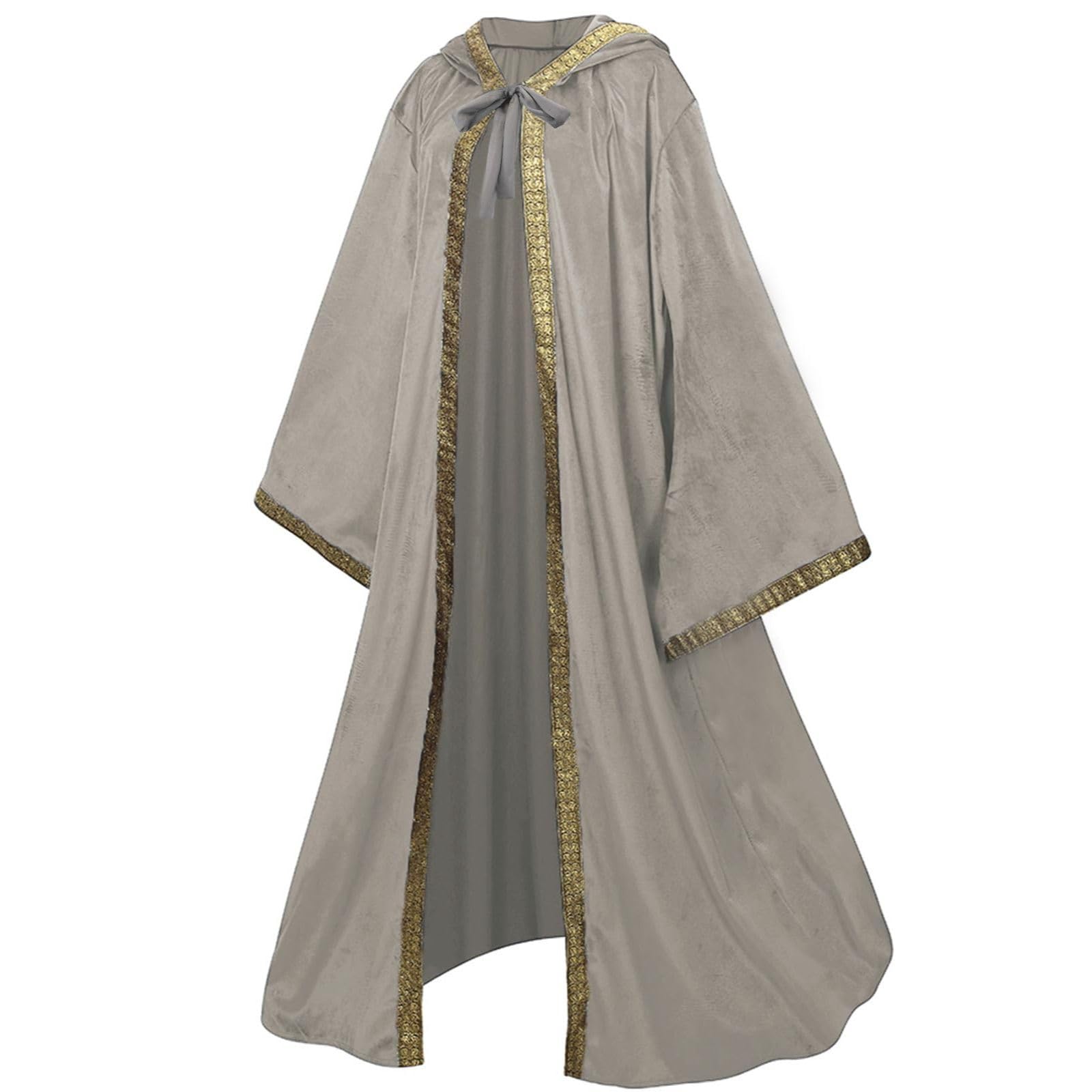 RRCBMD Wizard Cape Hooded Wizard Robe Men Cloak with Sleeves Robe Costume Wizard Outfit Wizard Robes Adult Men (Apricot-170CM) - Image 2