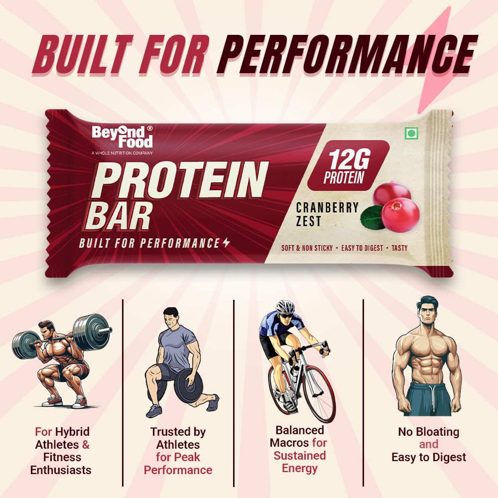 Beyond Food 100% Whey Protein Bars (Pack of 9) | 10g Protein Per Bar | Whole Nutrition | With Dates, Peanuts & Protein Millets | Rich in Vitamins, Fibre & Energy | Boosts Immunity | Cranberry Zest — Amazon image 5