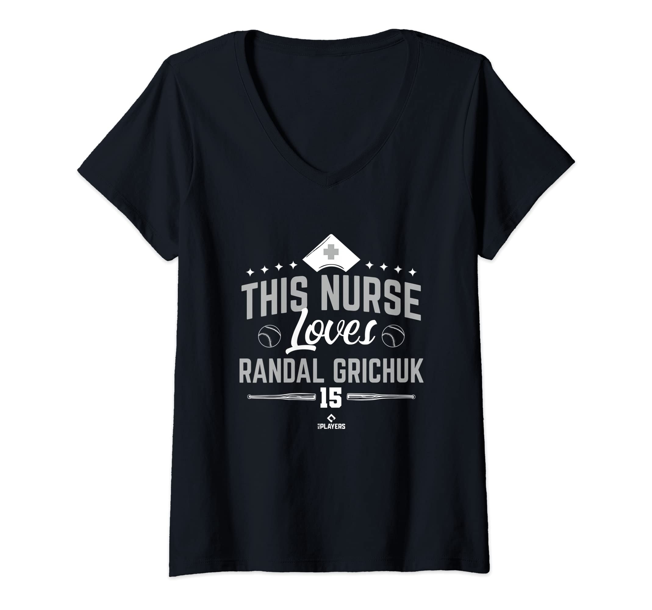 Ballpark MVPWomens This Nurse Loves Randal Grichuk Baseball Fan Nursing Toronto V-Neck T-Shirt