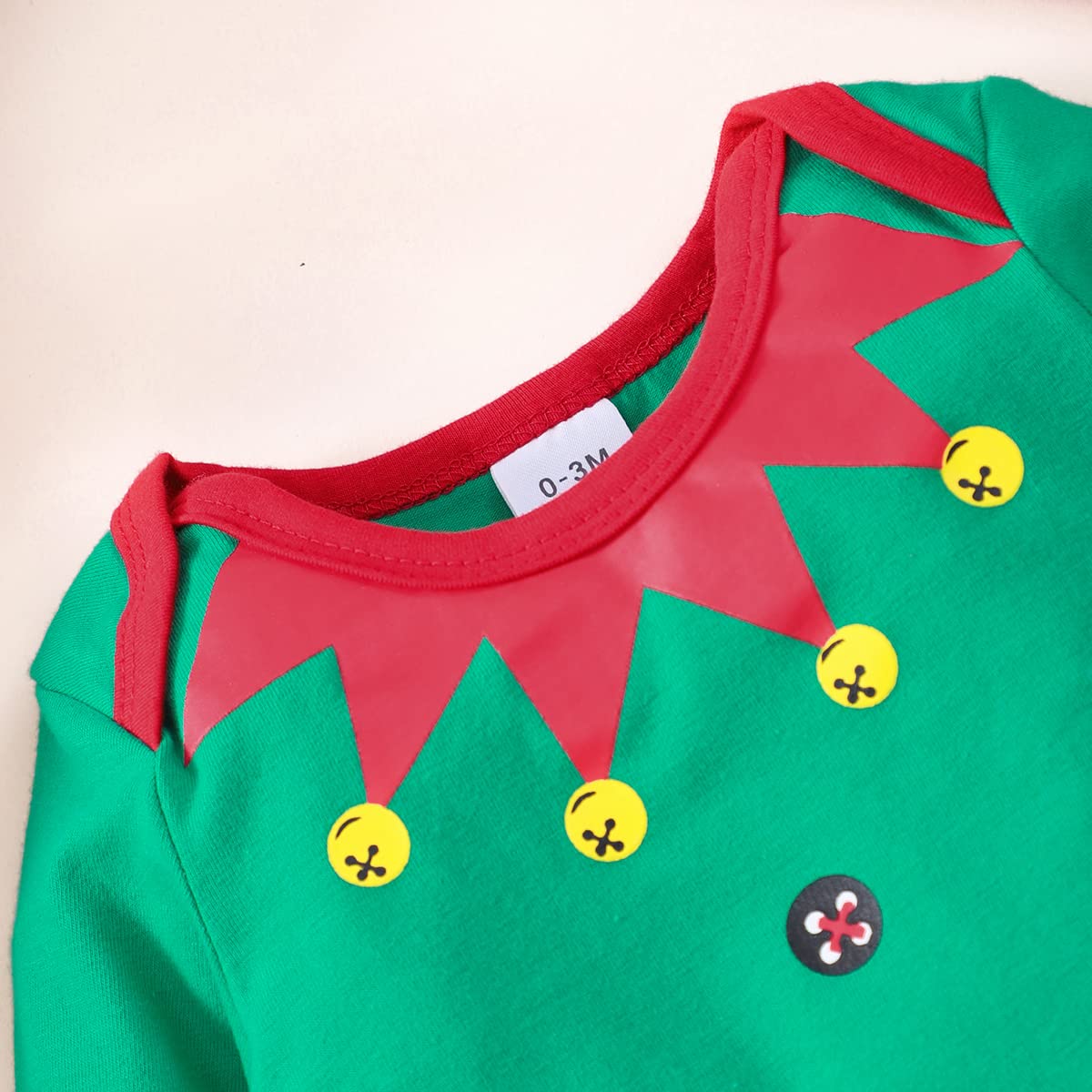 RETSUGO Newborn Elf Cloth Set for Baby Boys Girls Christmas Outfit Stripe Xmas Clothing Infant Christmas Clothes Sets My First Xmas Outfit Long Sleeve 3pcs Set 610 6-12 Months