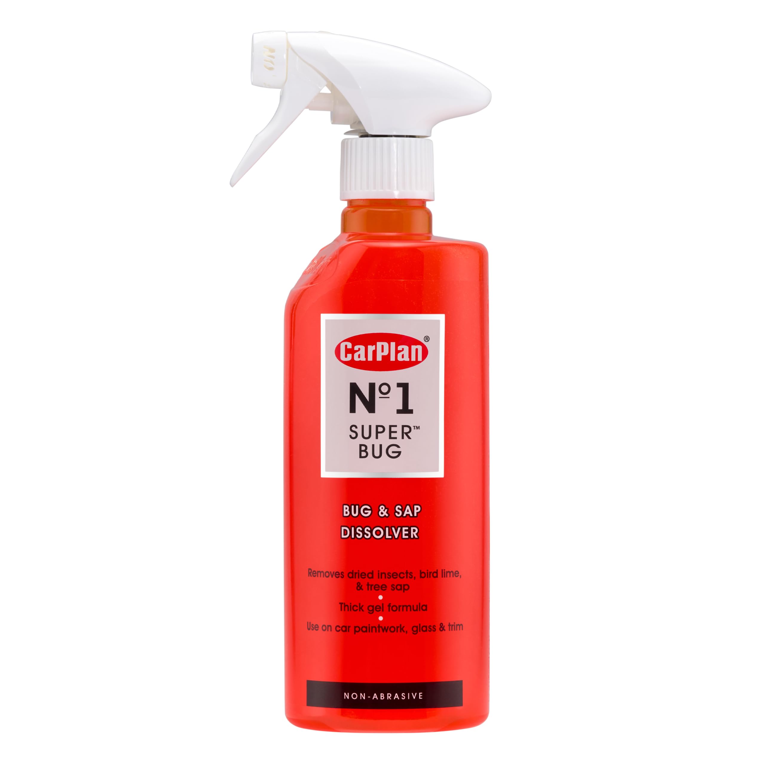 CarPlan No.1 Super Bug Spray with Trigger 600ml Sap Insect Remover For Paintwork Glass Varnish Chrome Plastics Headlamps Number Plates Breaks Down Deposits Bird Lime Thick Gel Formula Non-Abrasive