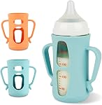 Silicone Sleeves for Pigeon Baby Bottles 8.1 oz,Anti Breakage Glass Baby Bottle Holder with Handles 2 Pack